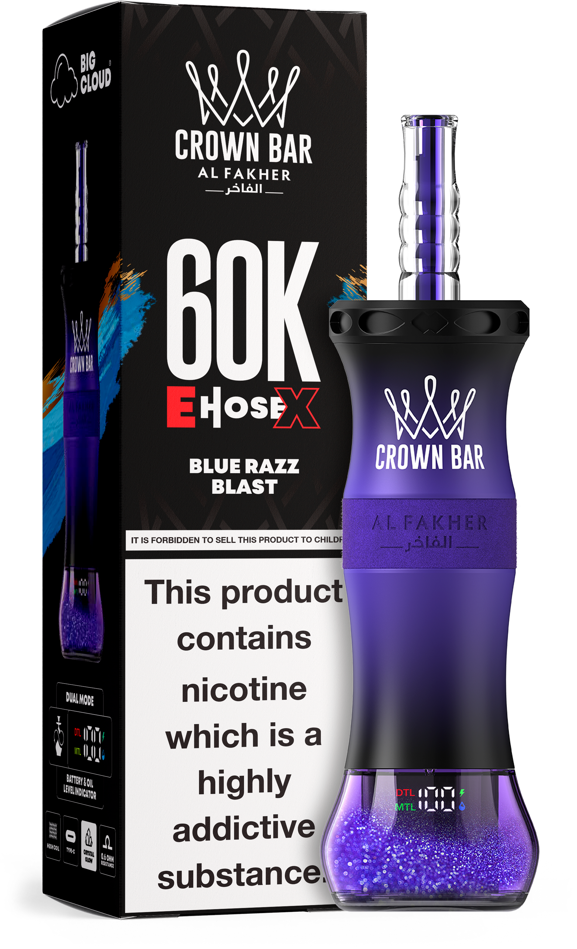 Al Fakher Crown Bar E Hose X 60K Blue Razz Blast – E-Shisha kaufen Deustchland