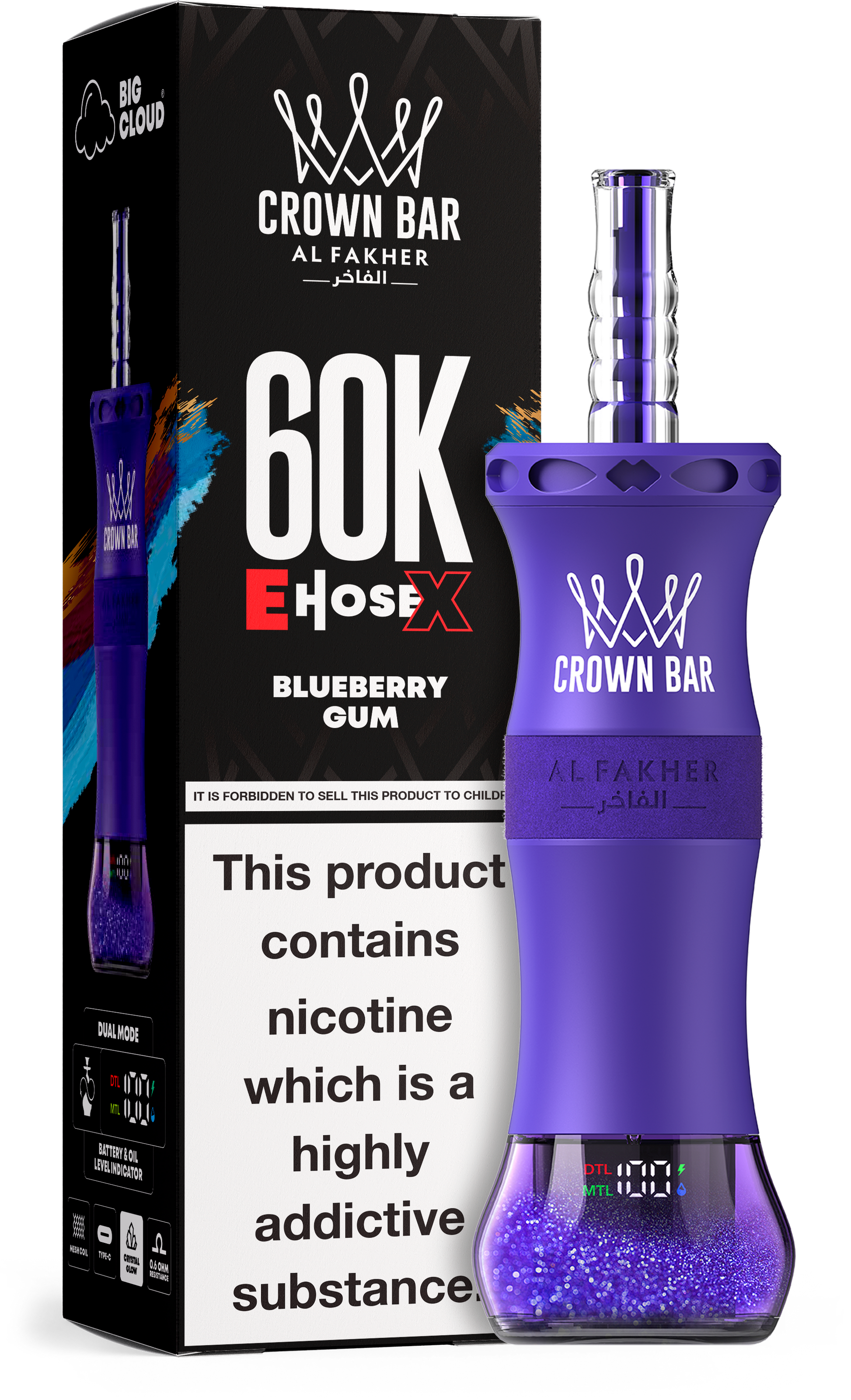 Al Fakher Crown Bar E Hose X 60K Blueberry Gum – Mini Hookah kaufen