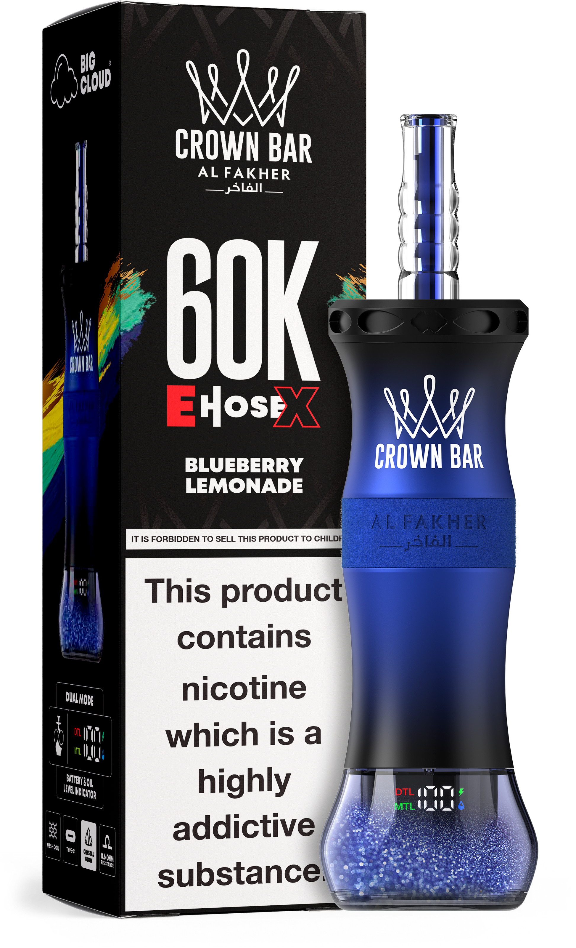 Al Fakher Crown Bar E Hose X 60K Blueberry Lemonade – Mini Hookah kaufen Deutschland