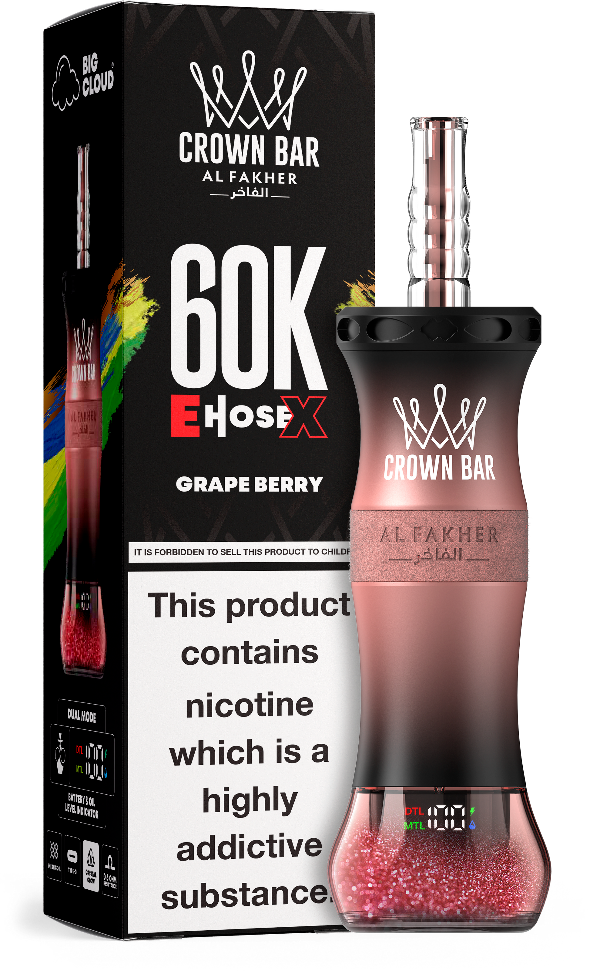 Al Fakher Crown Bar E Hose X 60K Grape Berry – Mini Hookah kaufen