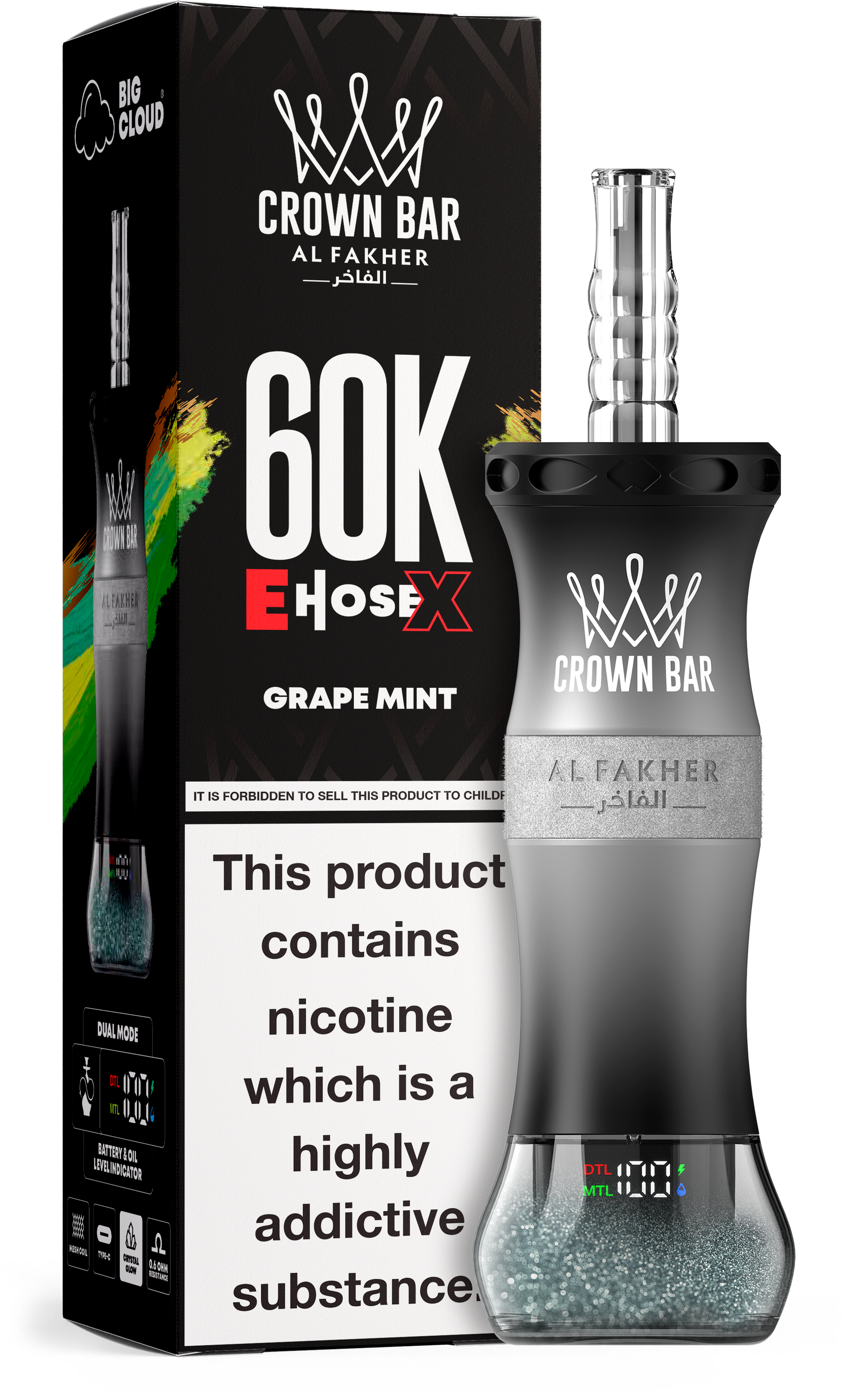 Al Fakher Crown Bar E Hose X 60K Grape Mint – Mini Hookah kaufen