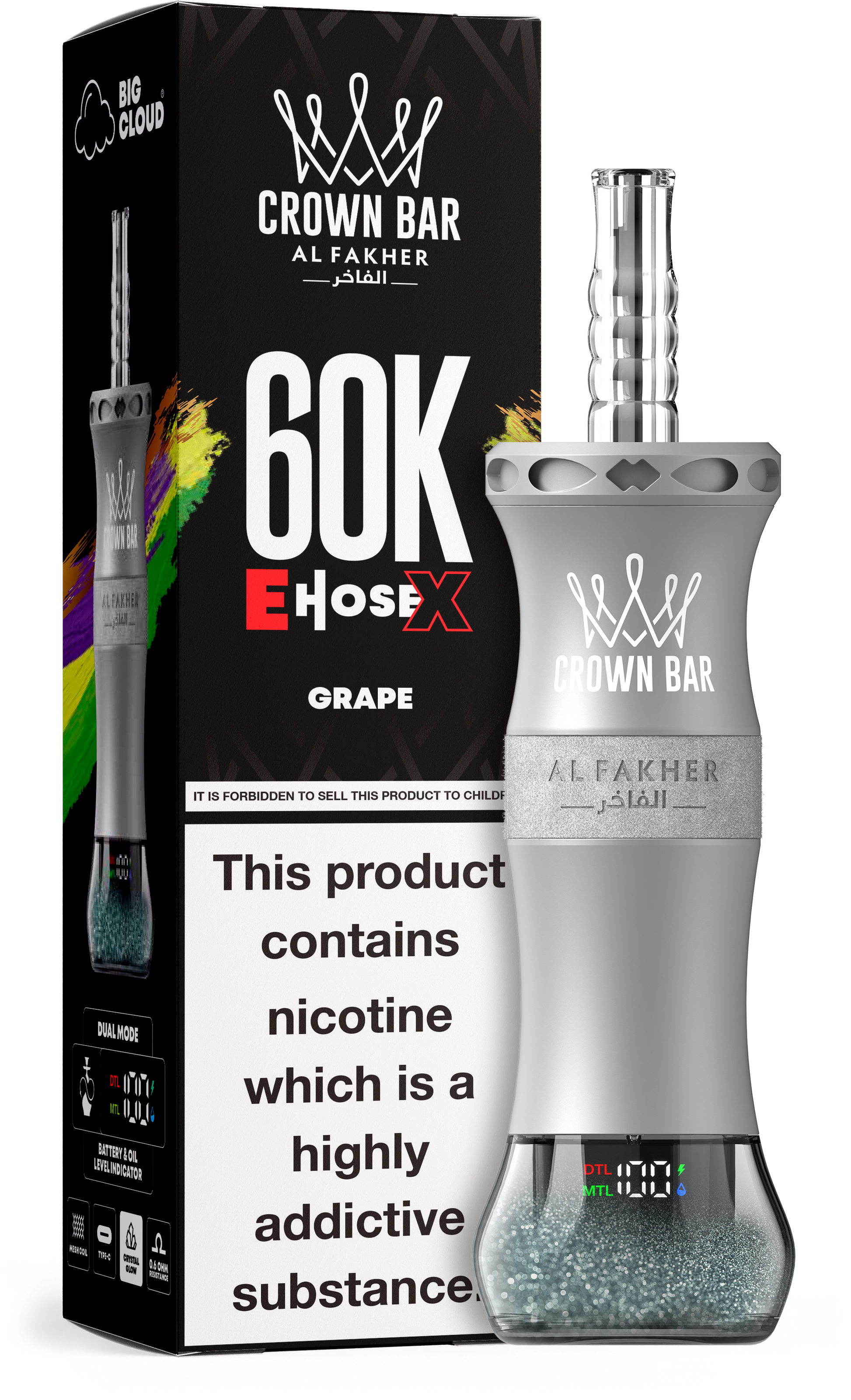 Al Fakher Crown Bar E Hose X 60K Grape – Mini Hookah kaufen