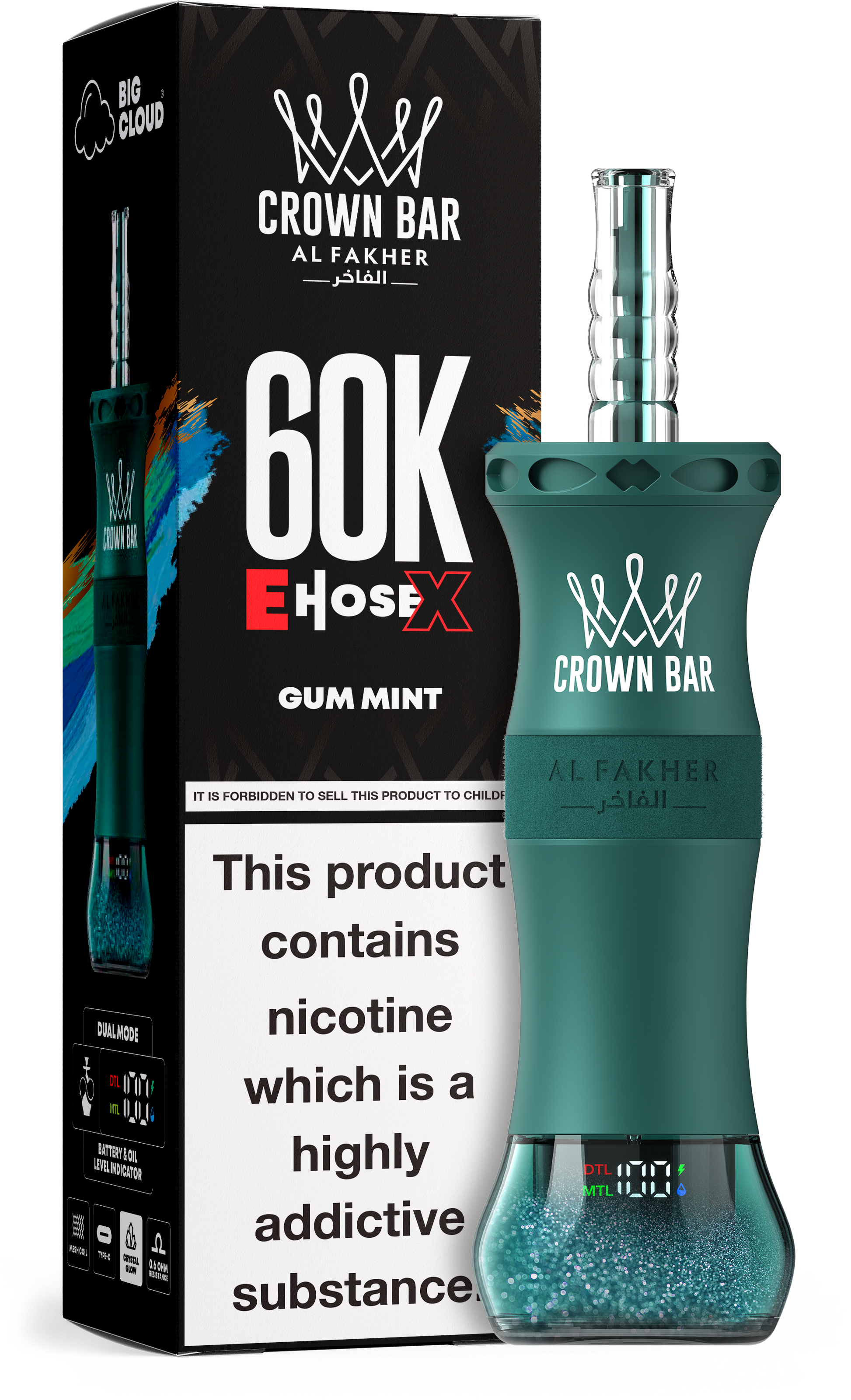 Al Fakher Crown Bar E Hose X 60K Gum Mint – Mini Hookah kaufen Deutschland