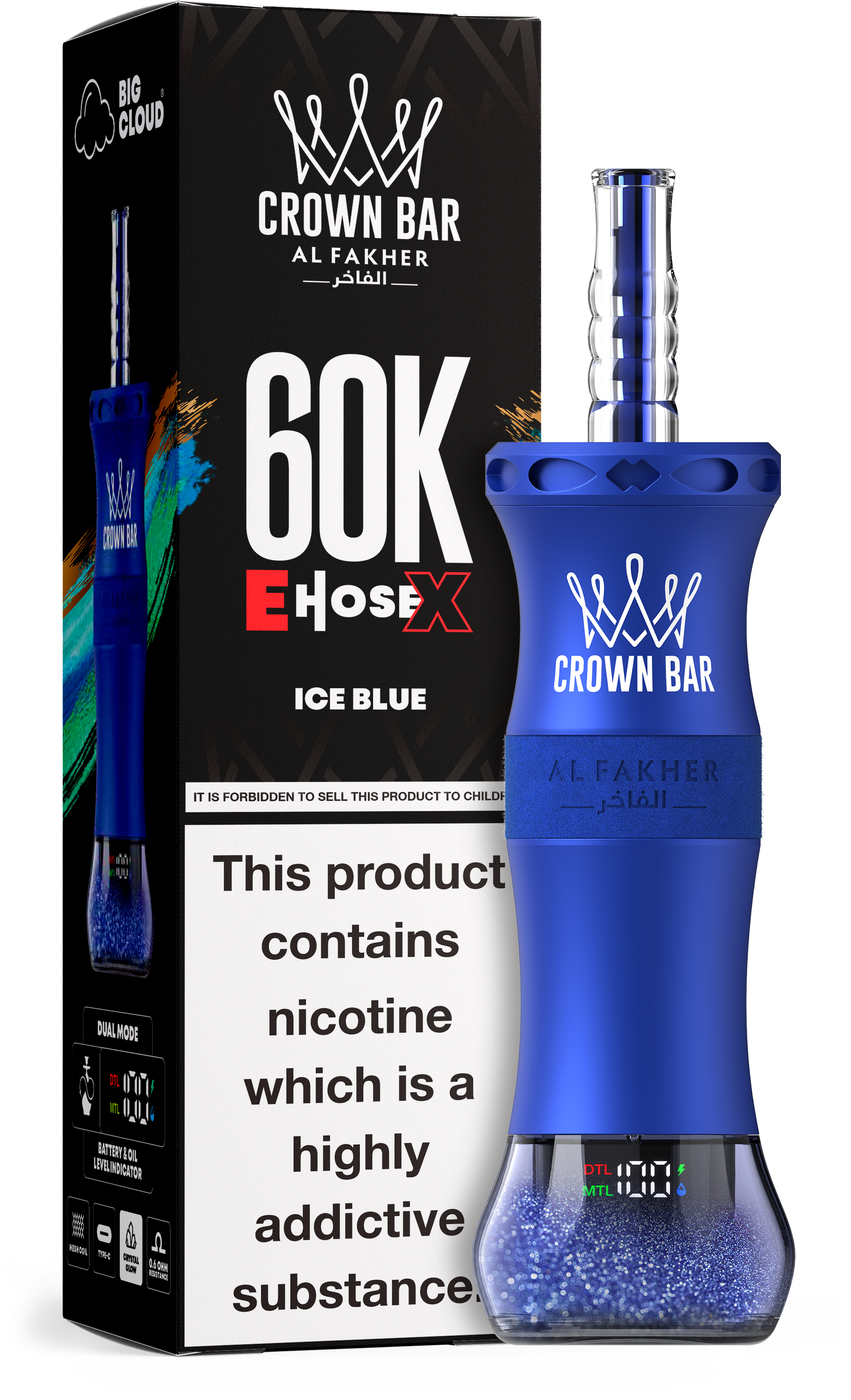 Al Fakher Crown Bar E Hose X 60K Ice Blue – Mini Hookah kaufen