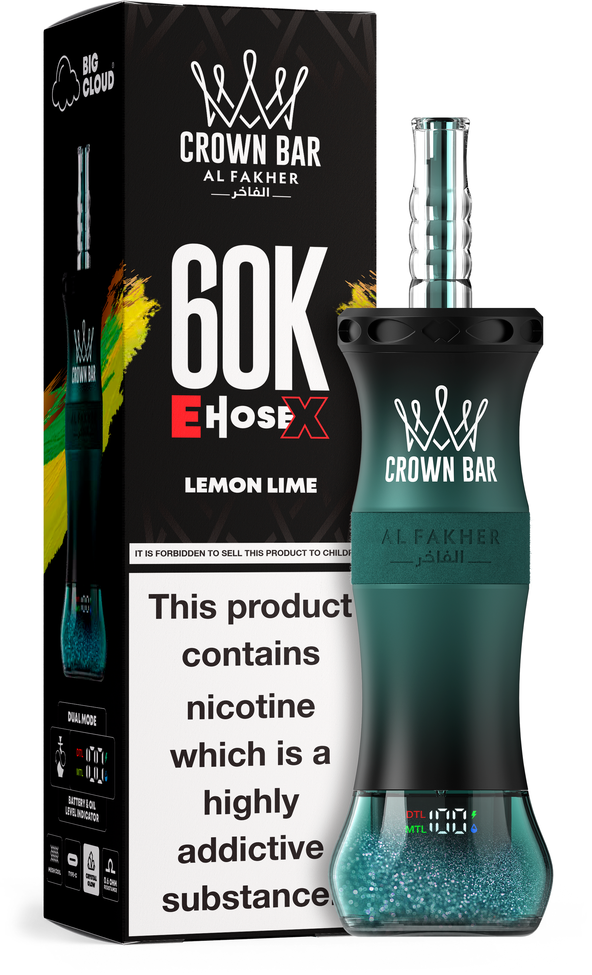 Al Fakher Crown Bar E Hose X 60K Lemon Lime – E-Shisha kaufen Deutschland