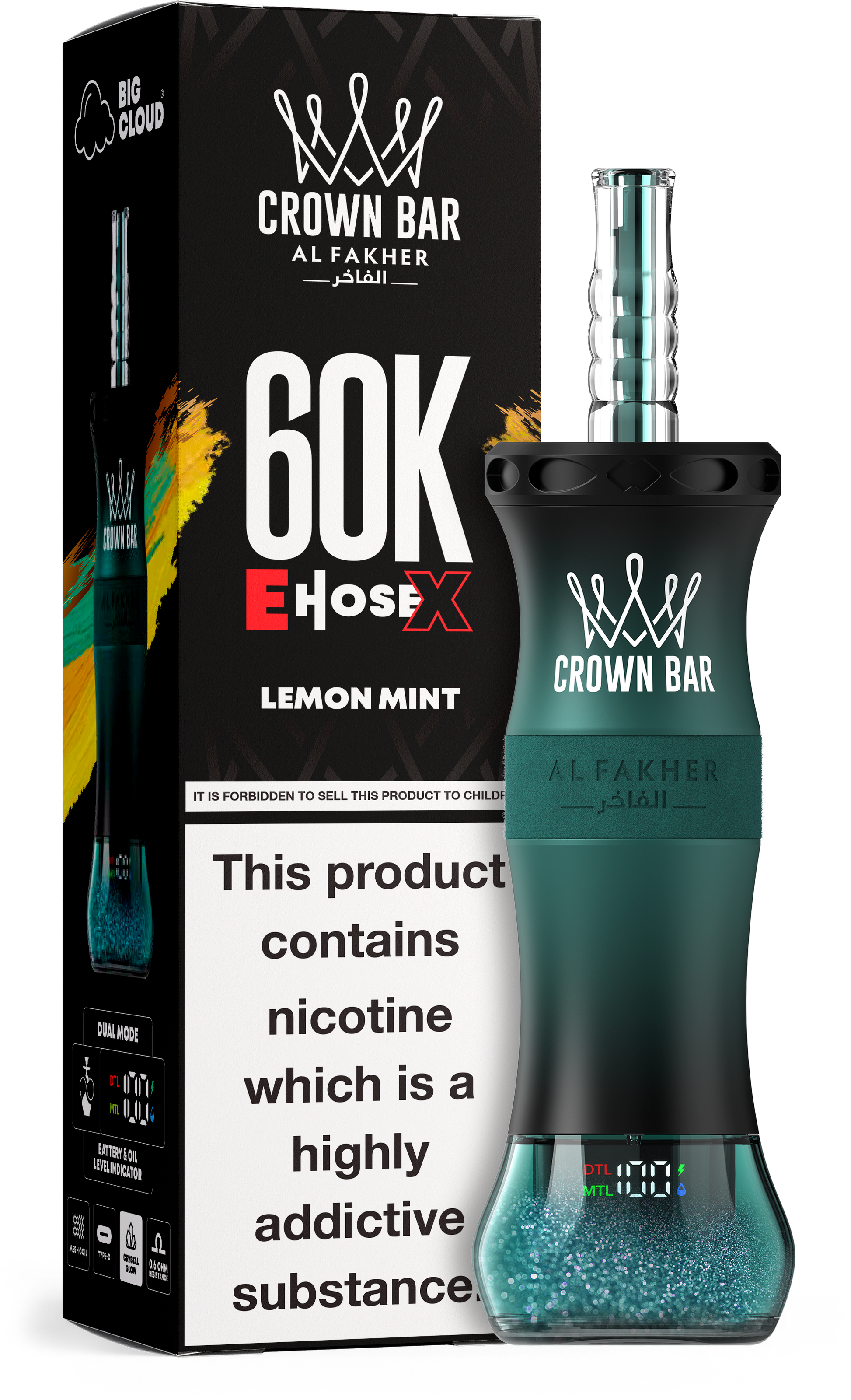 Al Fakher Crown Bar E Hose X 60K Lemon Mint – Mini Hookah kaufen Deutschland