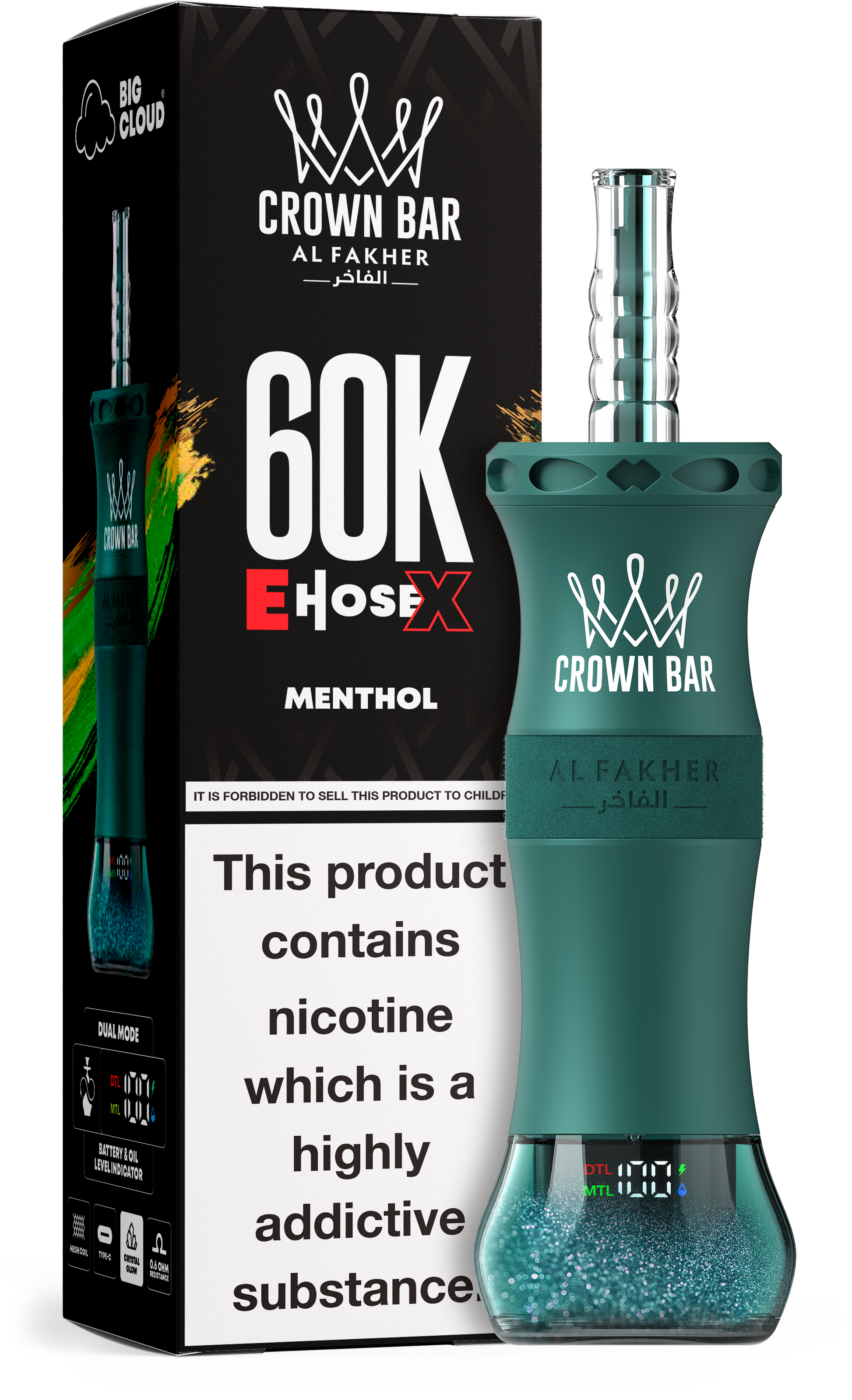 Al Fakher Crown Bar E Hose X 60K Menthol – E-Shisha kaufen