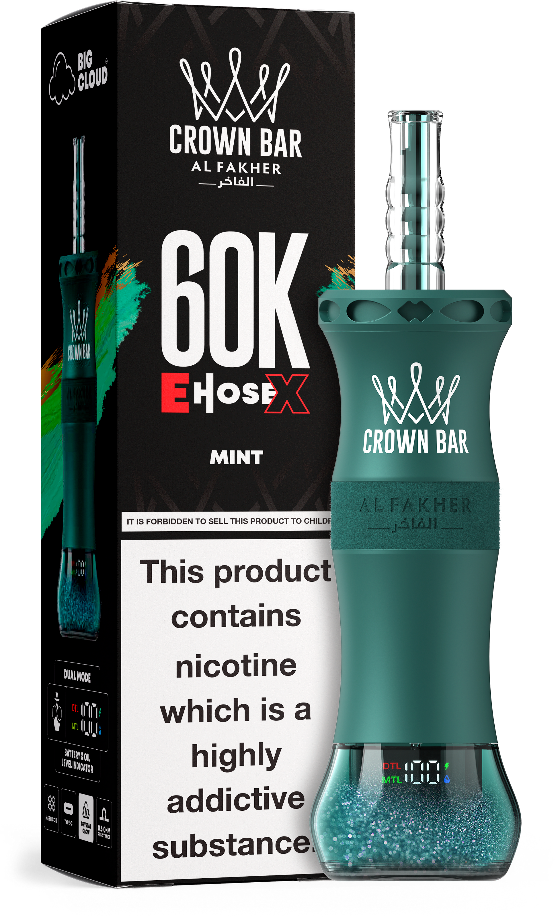 Al Fakher Crown Bar E Hose X 60K Mint – Mini Hookah kaufen