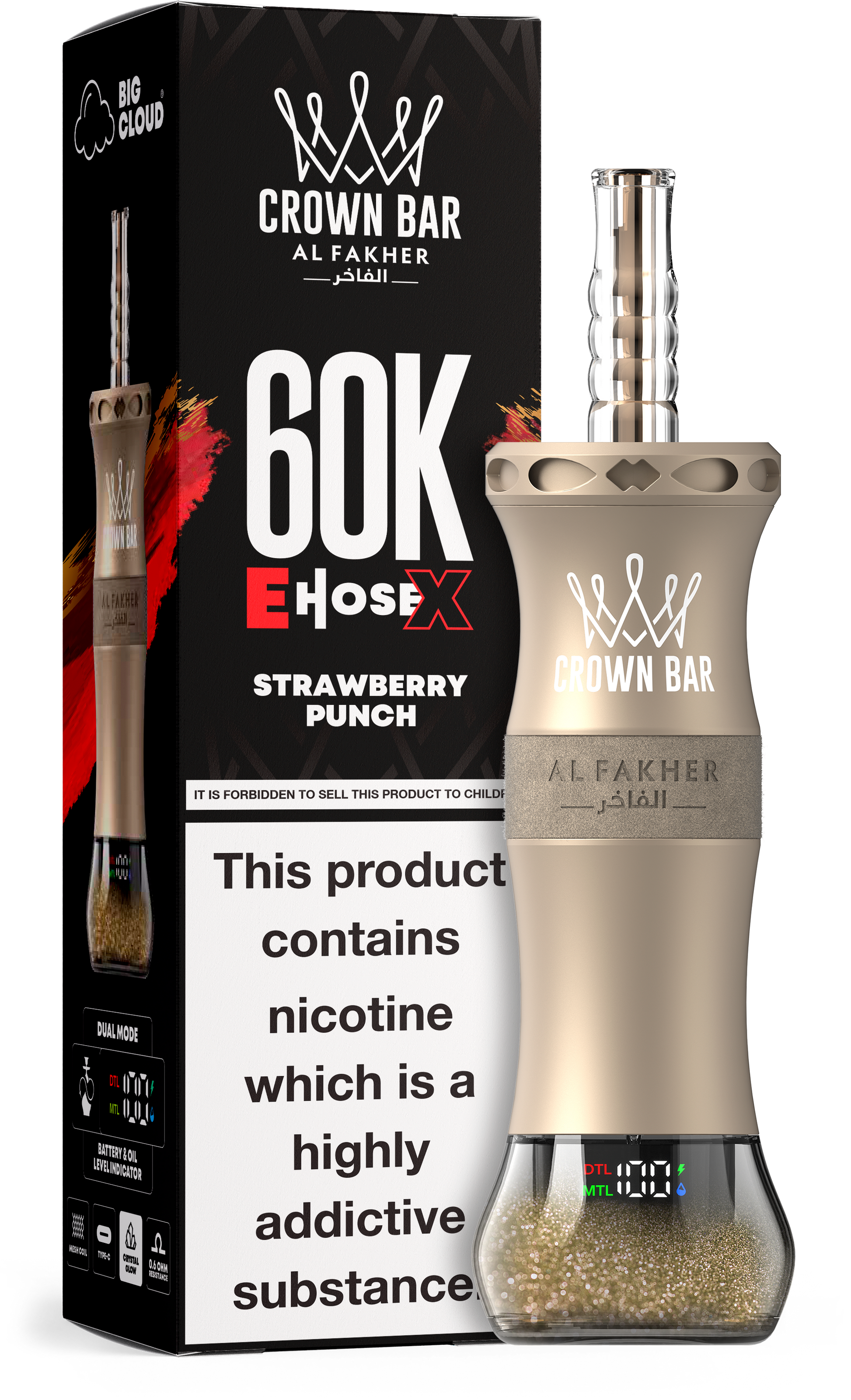 Al Fakher Crown Bar E Hose X 60K Strawberry Punch– Mini Hookah kaufen Deutschland