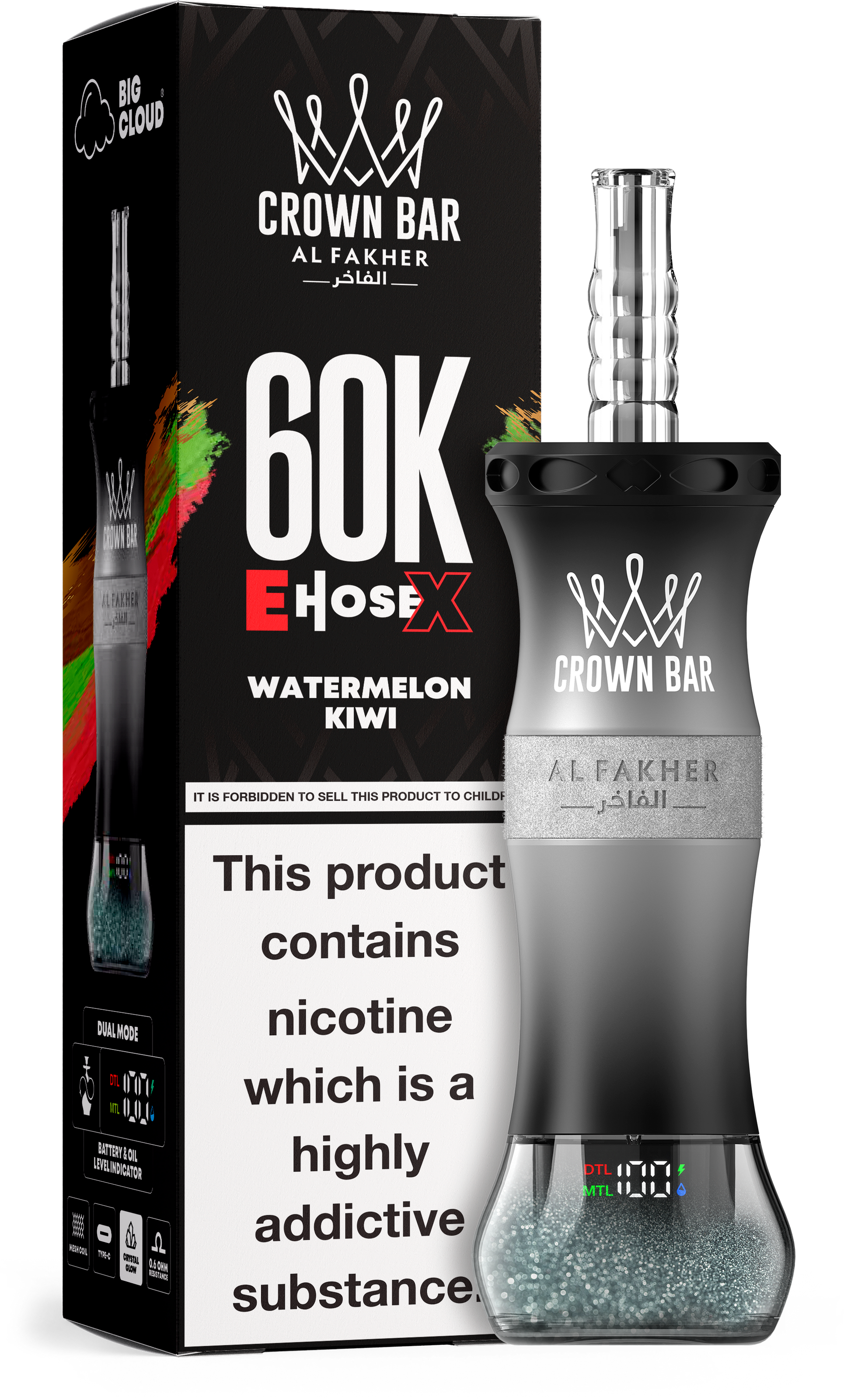 Al Fakher Crown Bar E Hose X 60K Watermelon Kiwi – Mini Hookah kaufen