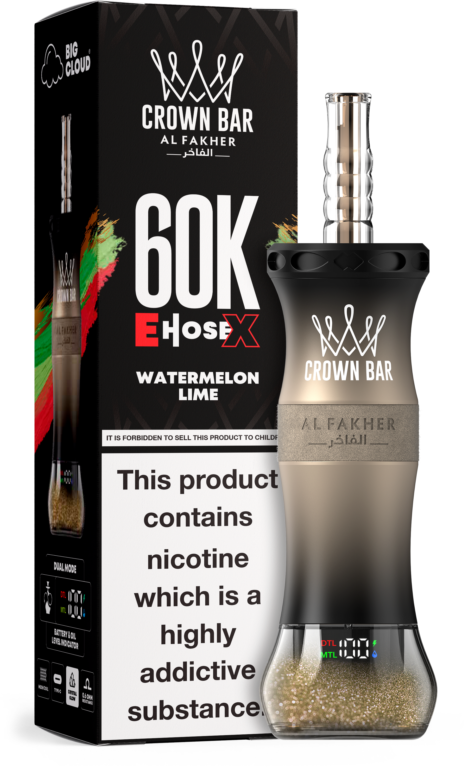 Al Fakher Crown Bar E Hose X 60K Watermelon Lime – Mini Hookah kaufen