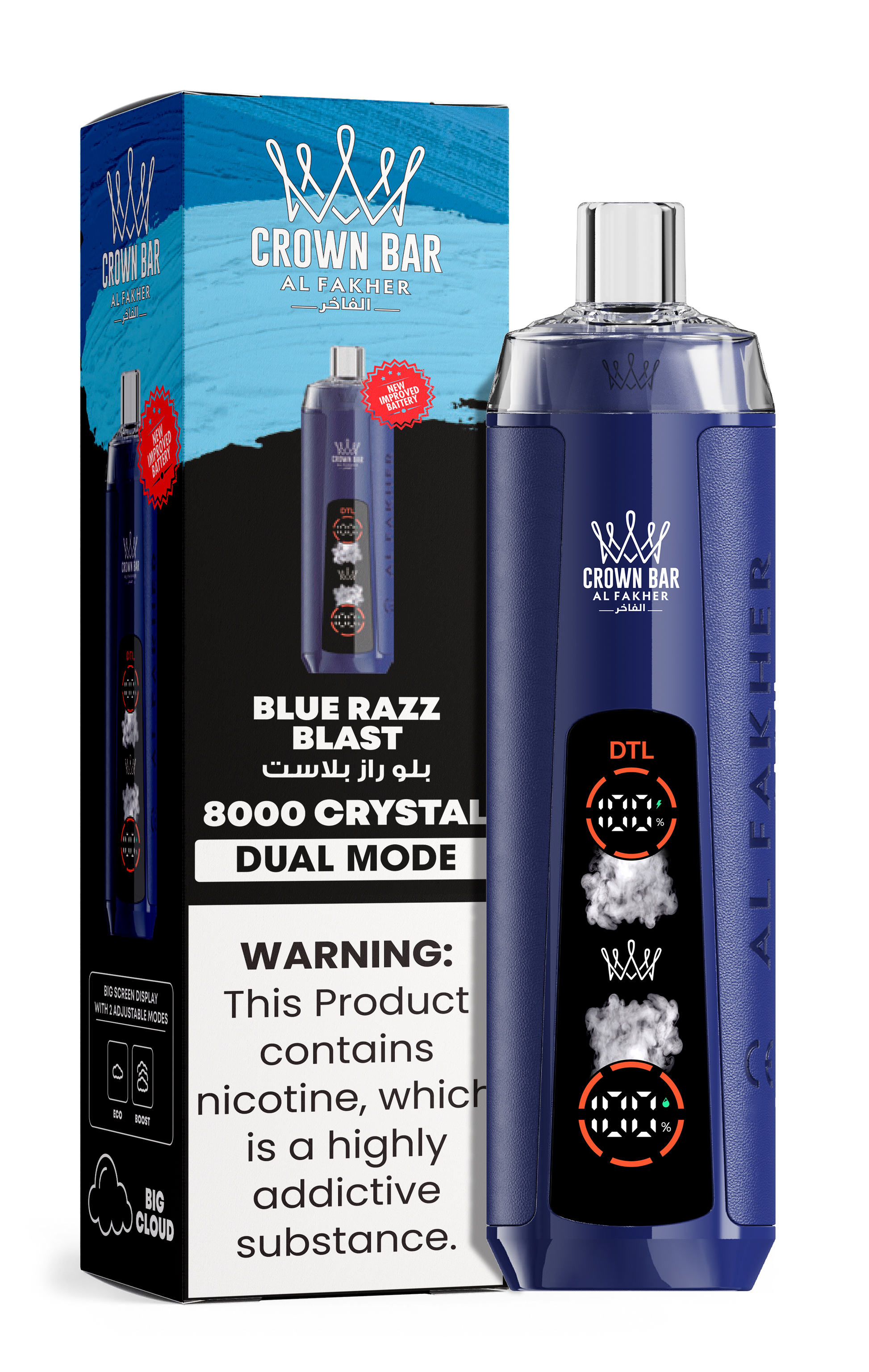 Al Fakher Crown Bar 8K Crystal Dual Mode Blue Razz Blast – E-Zigarette kaufen