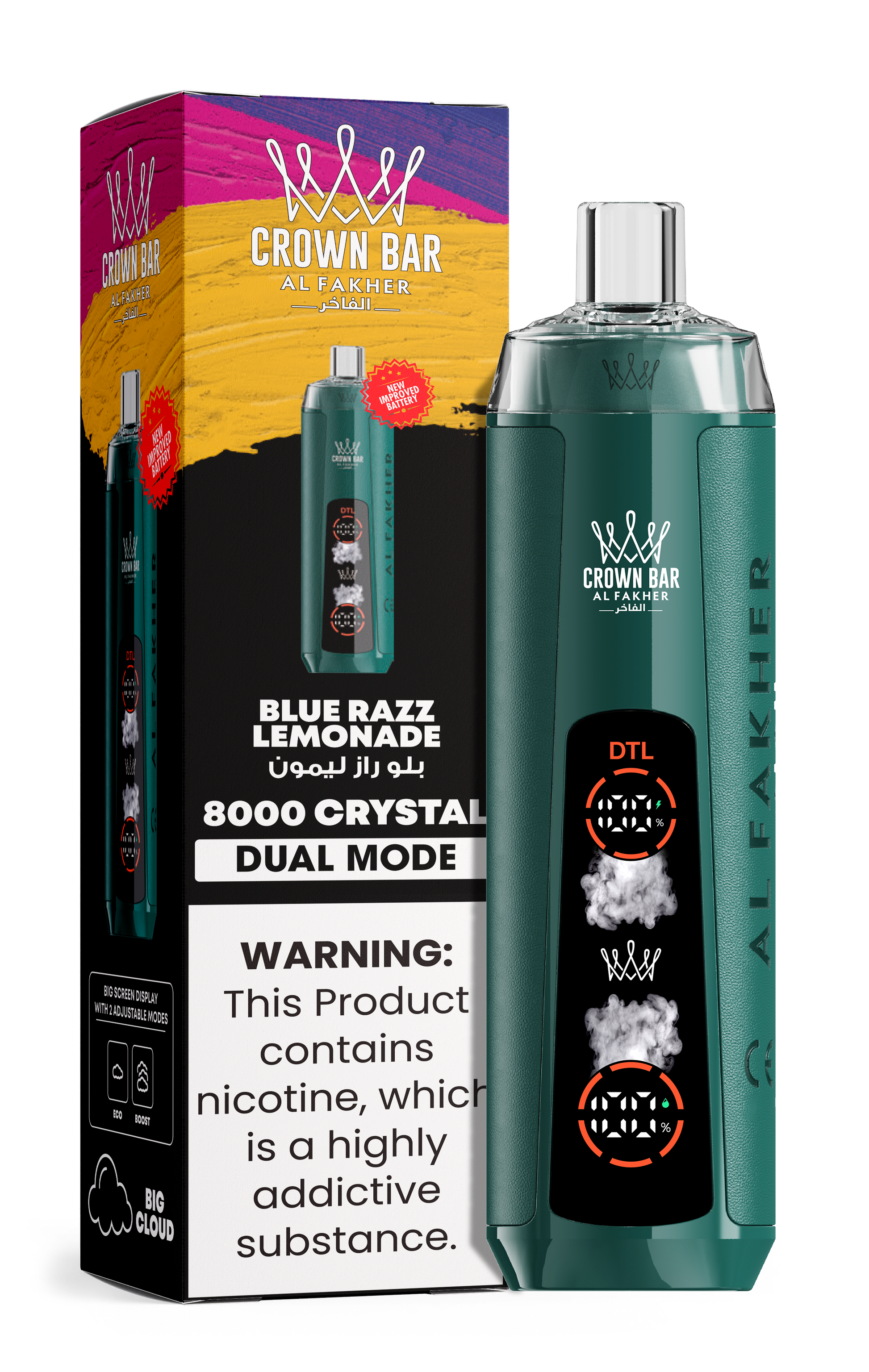 Al Fakher Crown Bar 8K Crystal Dual Mode Blue Razz Lemonade – Einweg Vape kaufen Deutschland