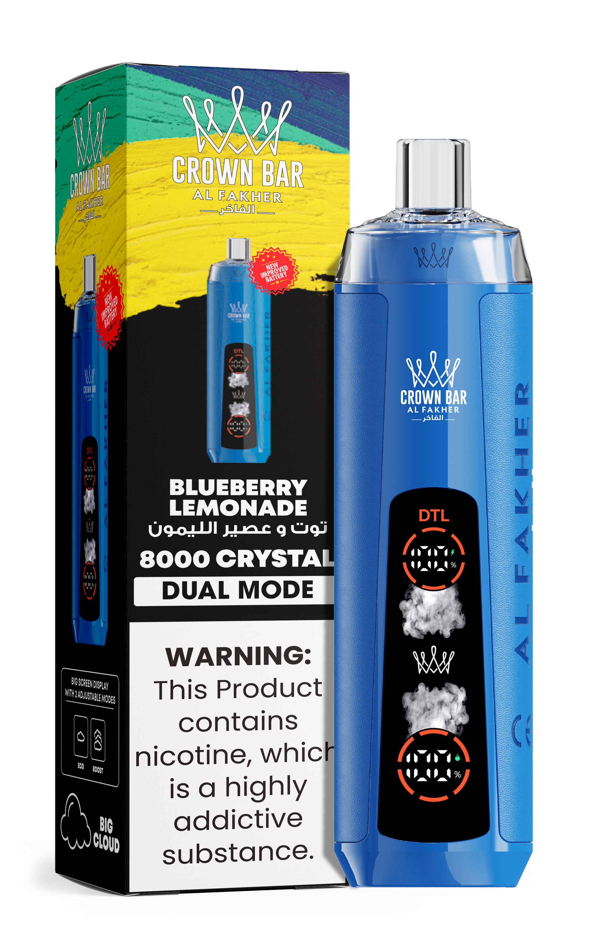 Al Fakher Crown Bar 8K Crystal Dual Mode Blueberry Lemonade – Vape Deutschland