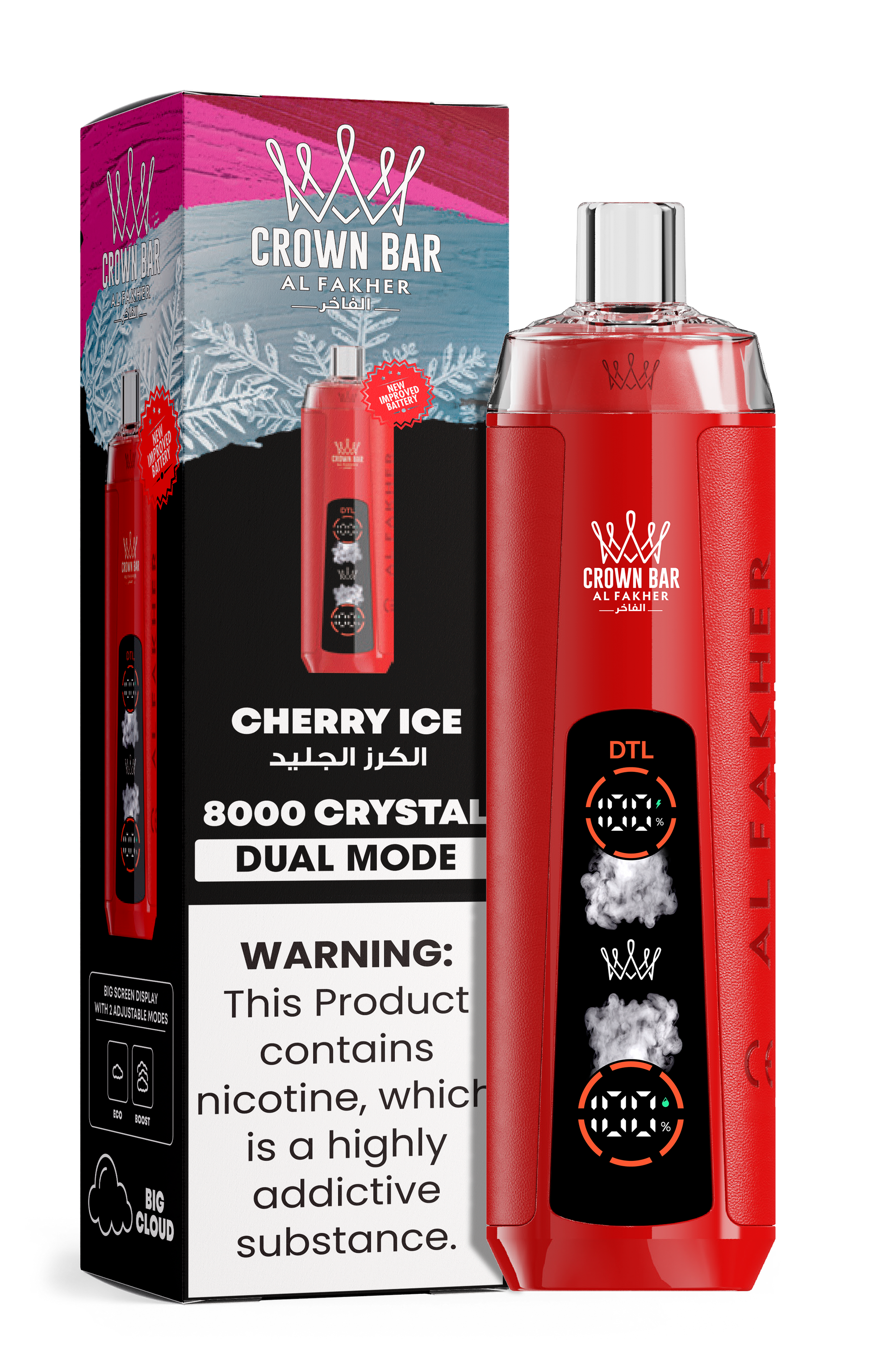 Al Fakher Crown Bar 8K Crystal Dual Mode Cherry Ice – Vape Deutschland