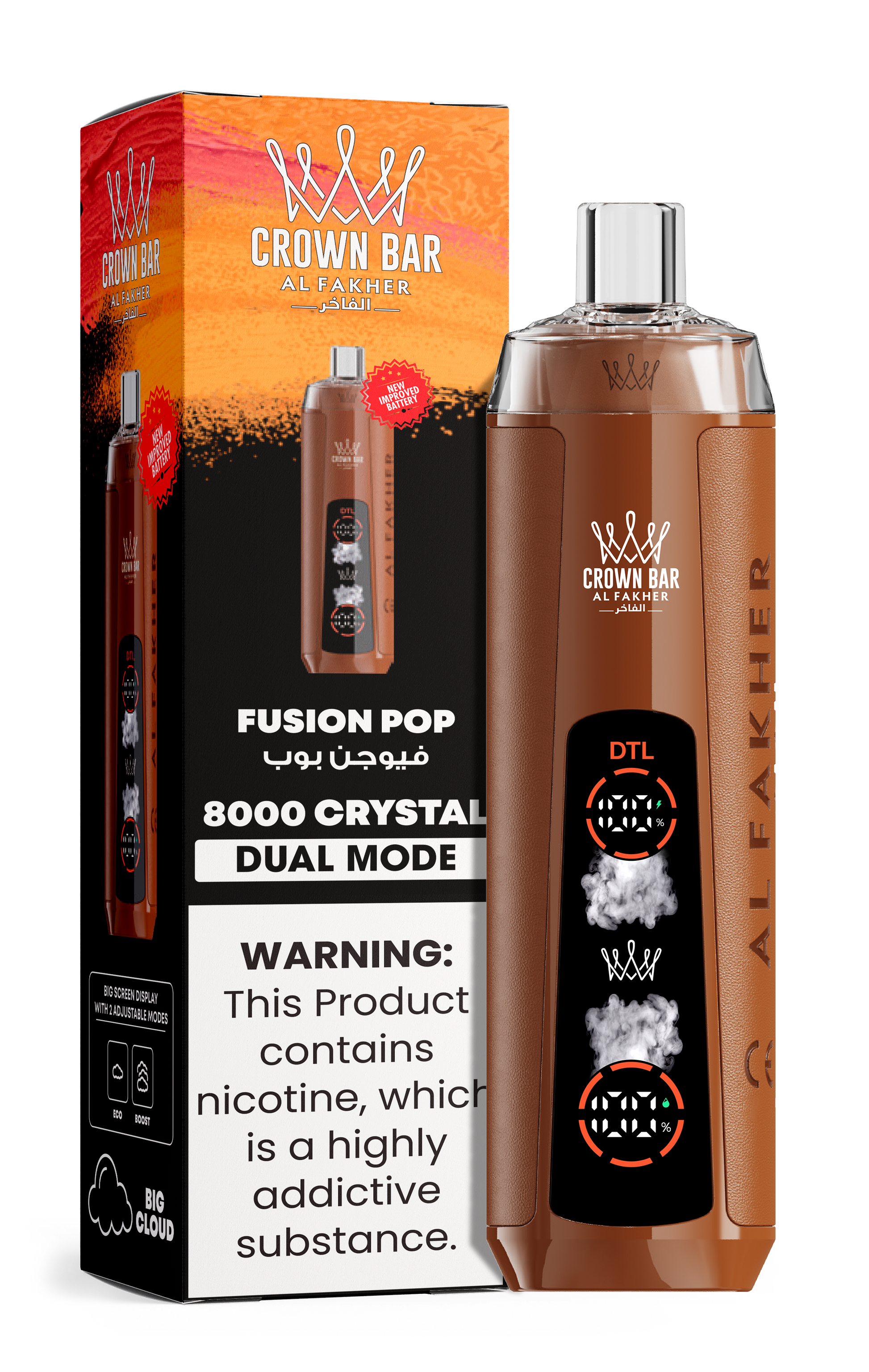 Al Fakher Crown Bar 8K Crystal Dual Mode Fusion Pop – Vape kaufen
