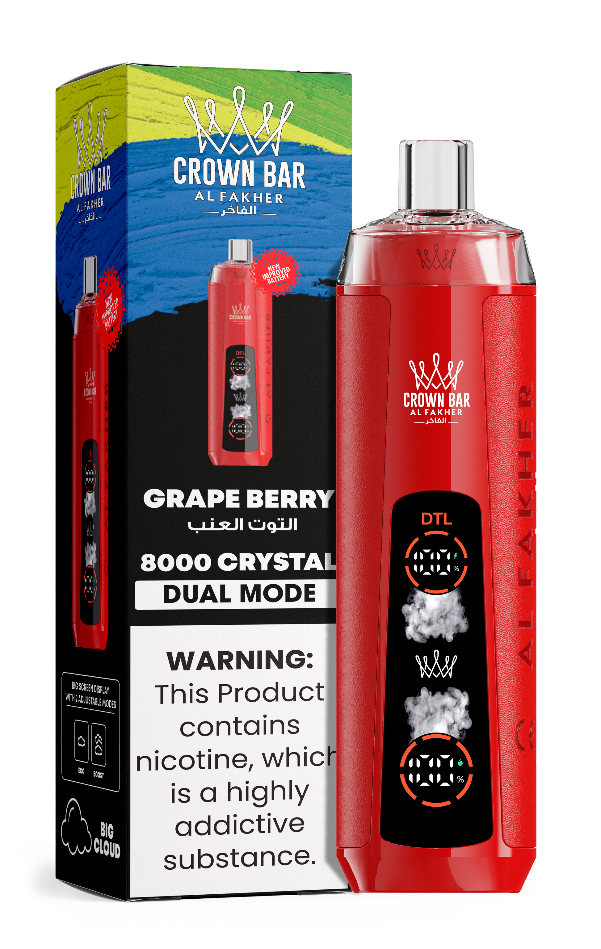 Al Fakher Crown Bar 8K Crystal Dual Mode Grape Berry – Vape kaufen