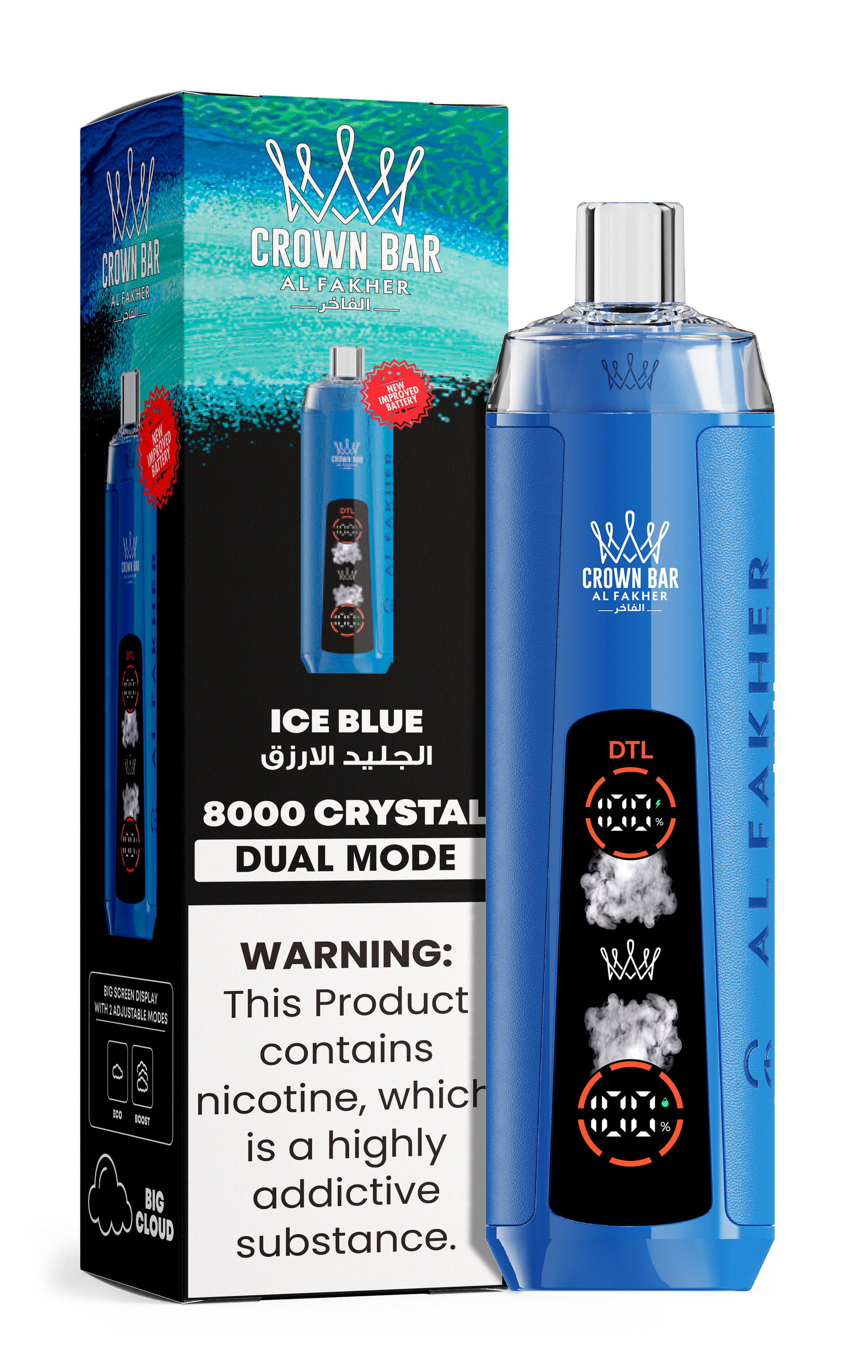 Al Fakher Crown Bar 8K Crystal Dual Mode Ice Blue  – Einweg Vape kaufen Deutschland