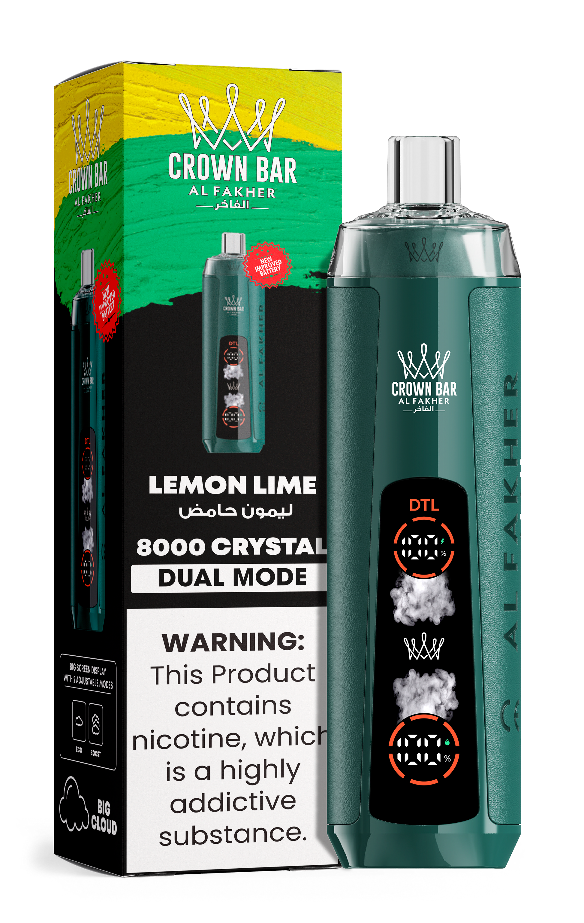 Al Fakher Crown Bar 8K Crystal Dual Mode Lemon Lime – Vape kaufen