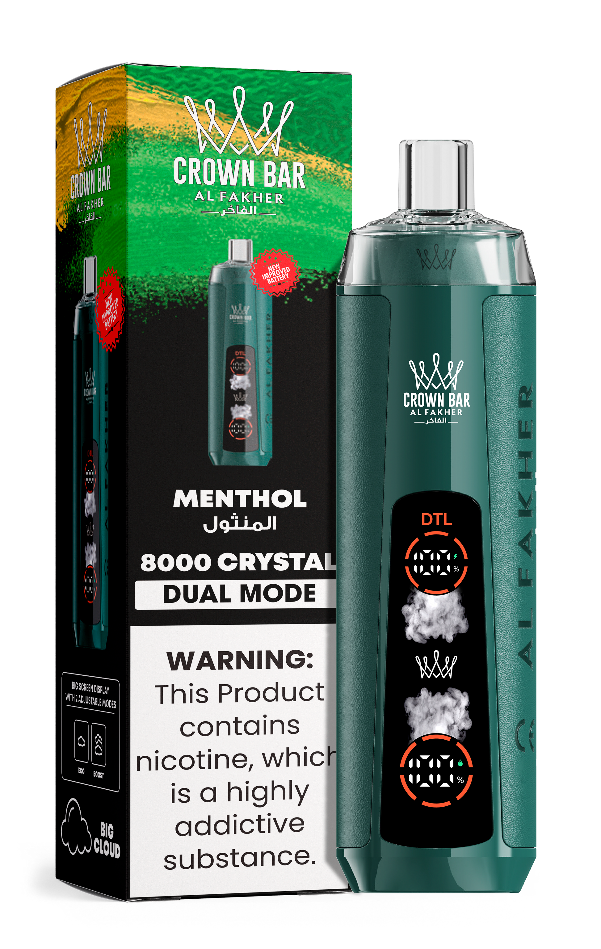 Al Fakher Crown Bar 8K Crystal Dual Mode Menthol – Einweg Vape kaufen Deutschland