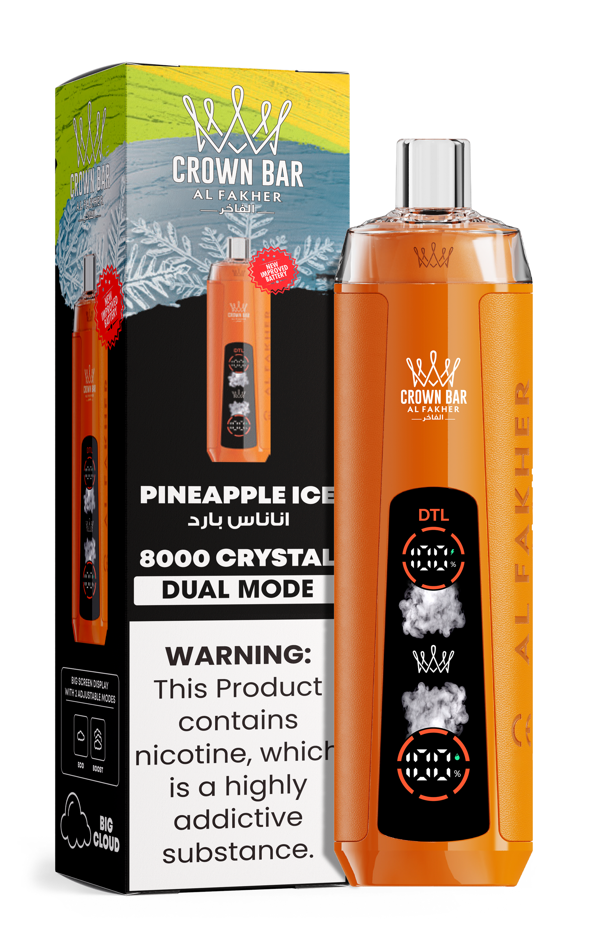 Al Fakher Crown Bar 8K Crystal Dual Mode Pineapple Ice – Vape kaufen Deutschland
