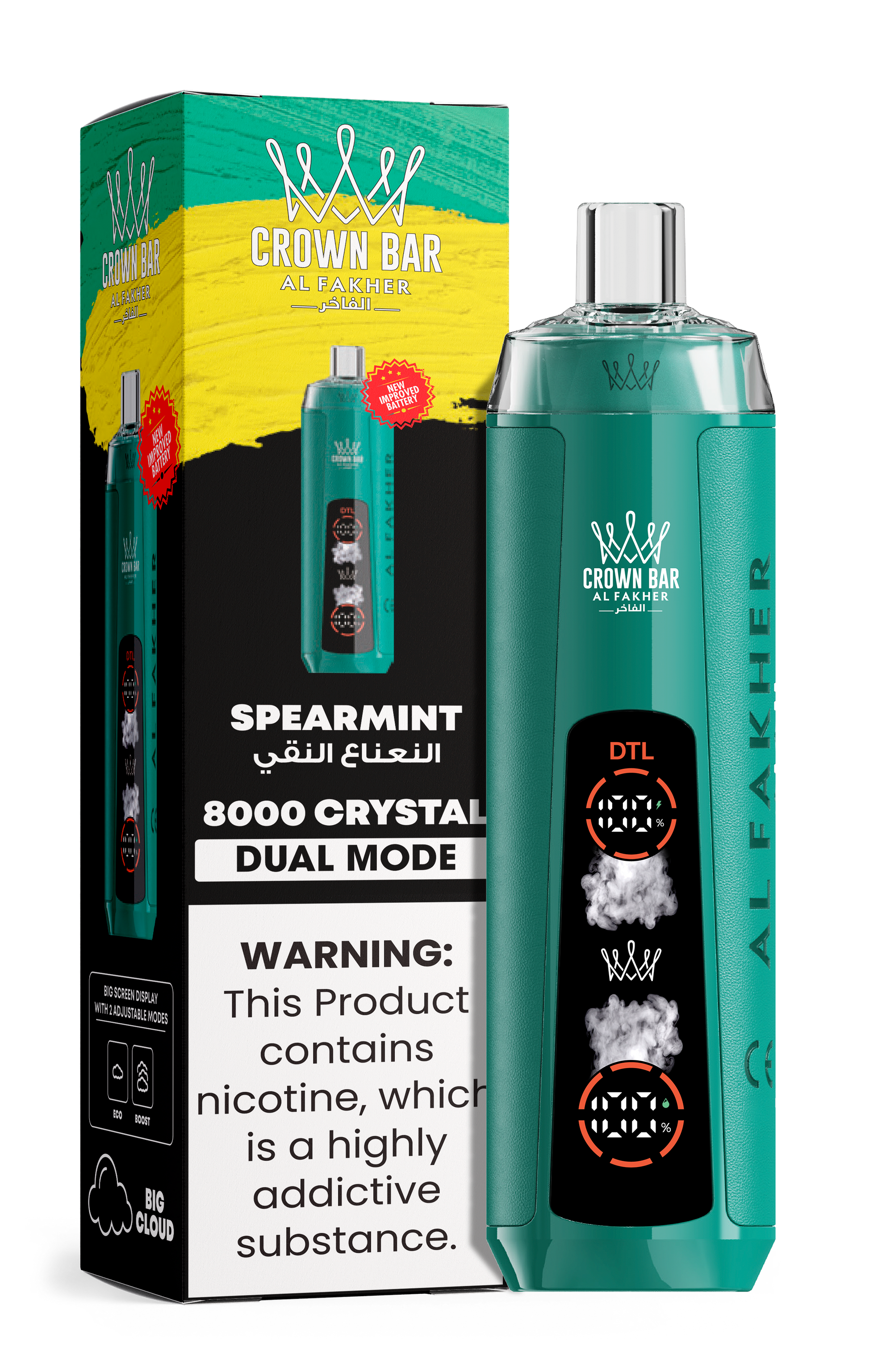 Al Fakher Crown Bar 8K Crystal Dual Mode Spearmint – E-Zigarette Deutschland
