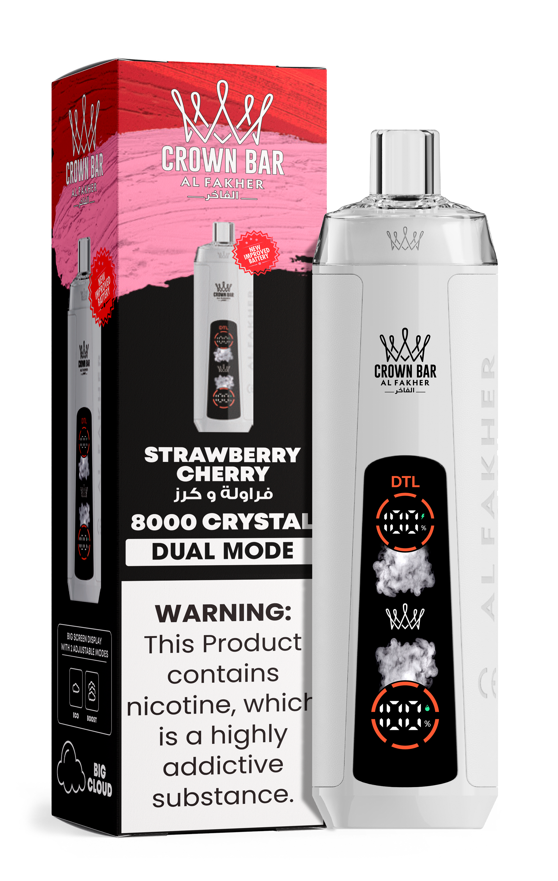 Al Fakher Crown Bar 8K Crystal Dual Mode Strawberry Cherry – Vape kaufen Deutschland