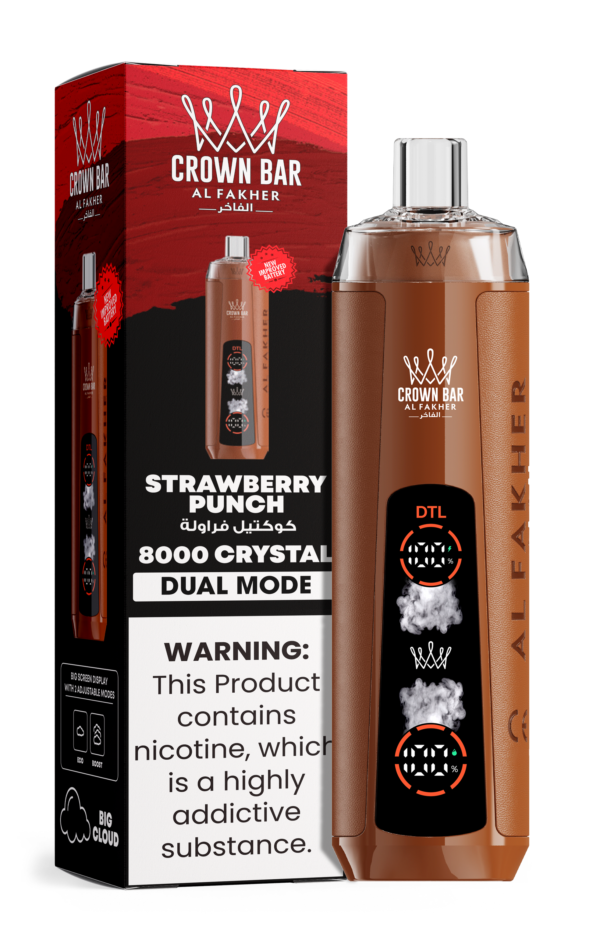 Al Fakher Crown Bar 8K Crystal Dual Mode Strawberry Punch – E-Zigarette Deutschland