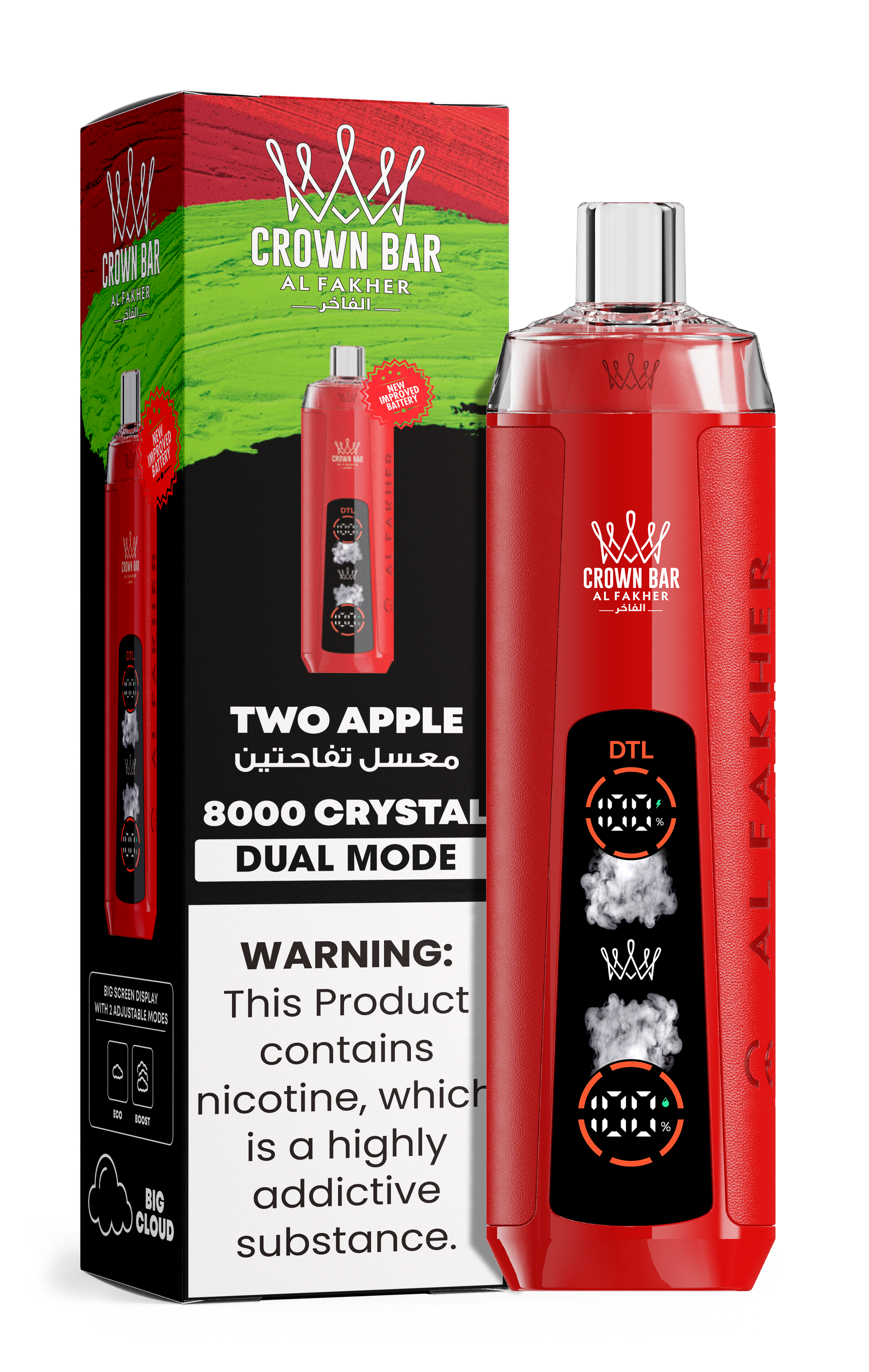 Al Fakher Crown Bar 8K Crystal Dual Mode Two Apple – E-Zigarette Deutschland