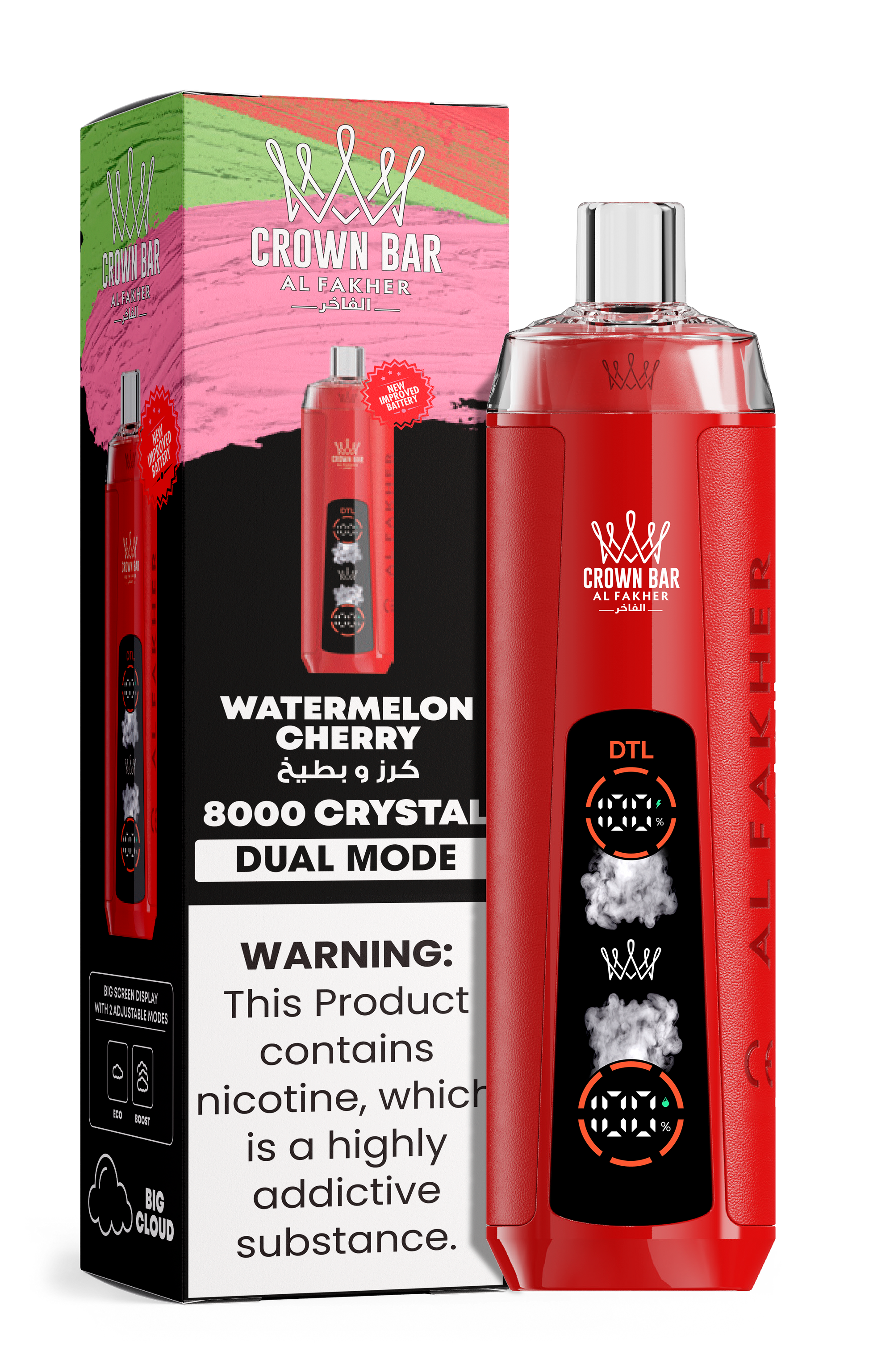 Al Fakher Crown Bar 8K Crystal Dual Mode Watermelon Cherry– Vape kaufen Deutschland