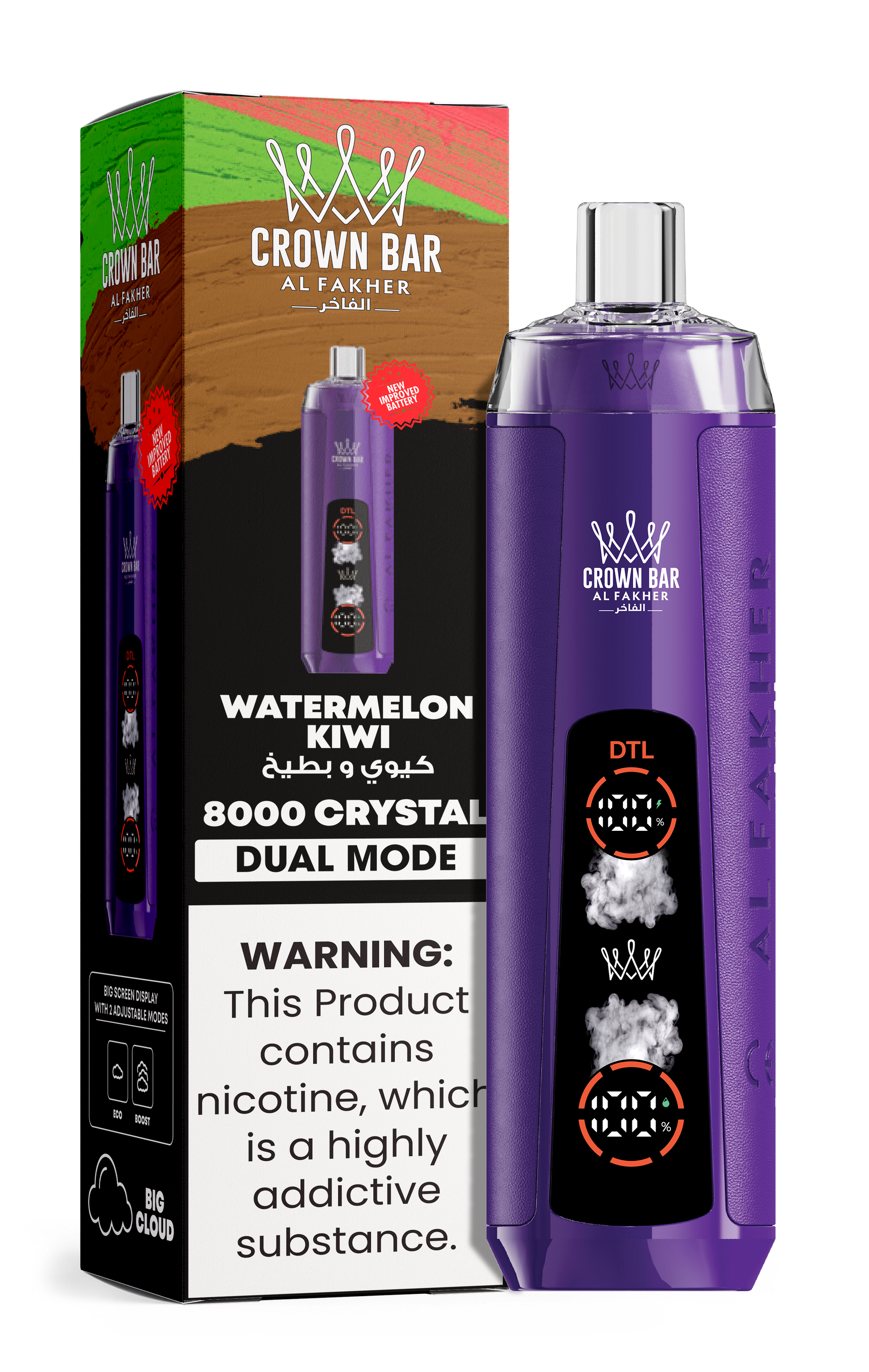 Al Fakher Crown Bar 8K Crystal Dual Mode Watermelon Kiwi – Vape kaufen Deutschland