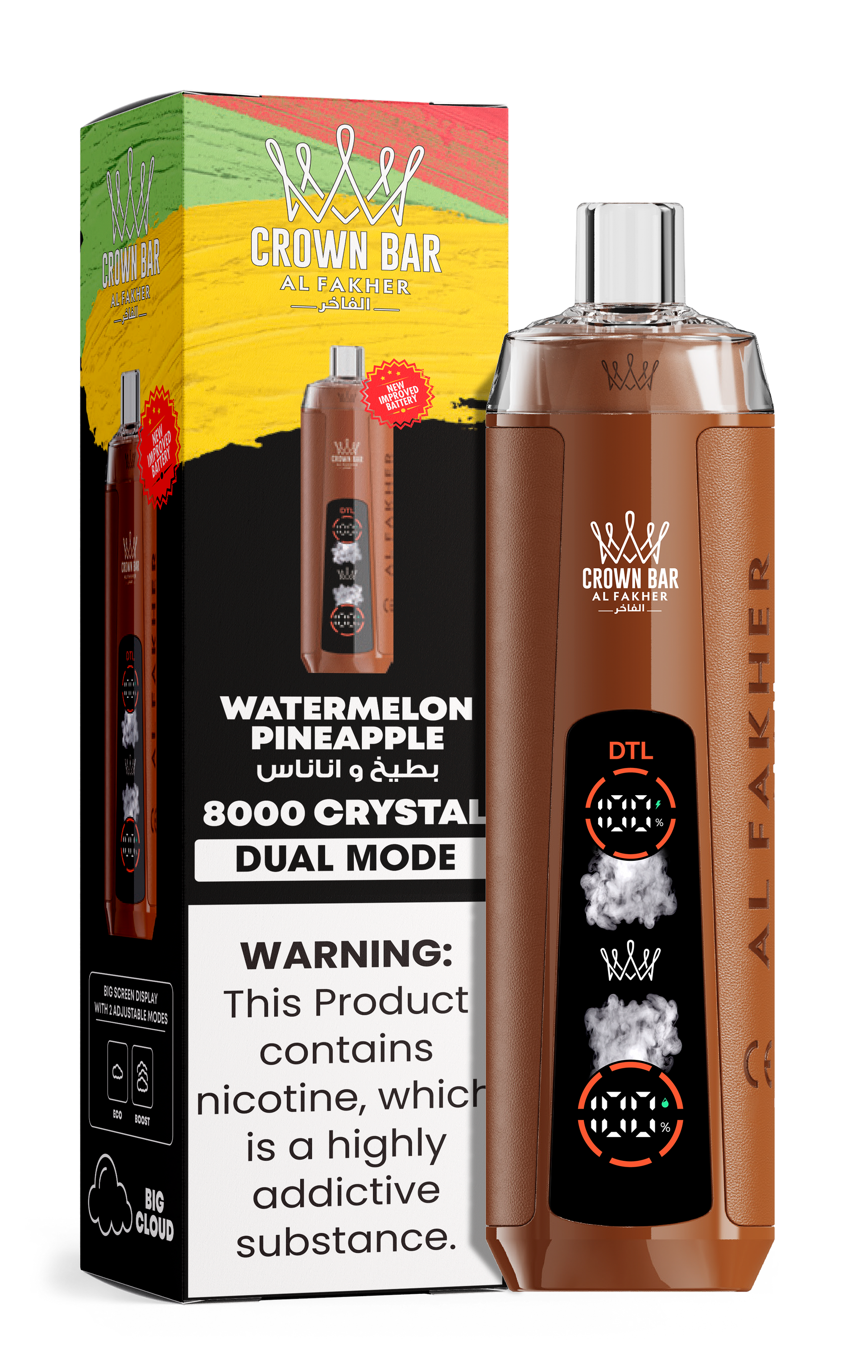 Al Fakher Crown Bar 8K Crystal Dual Mode Watermelon Pineapple – E-Zigarette kaufen