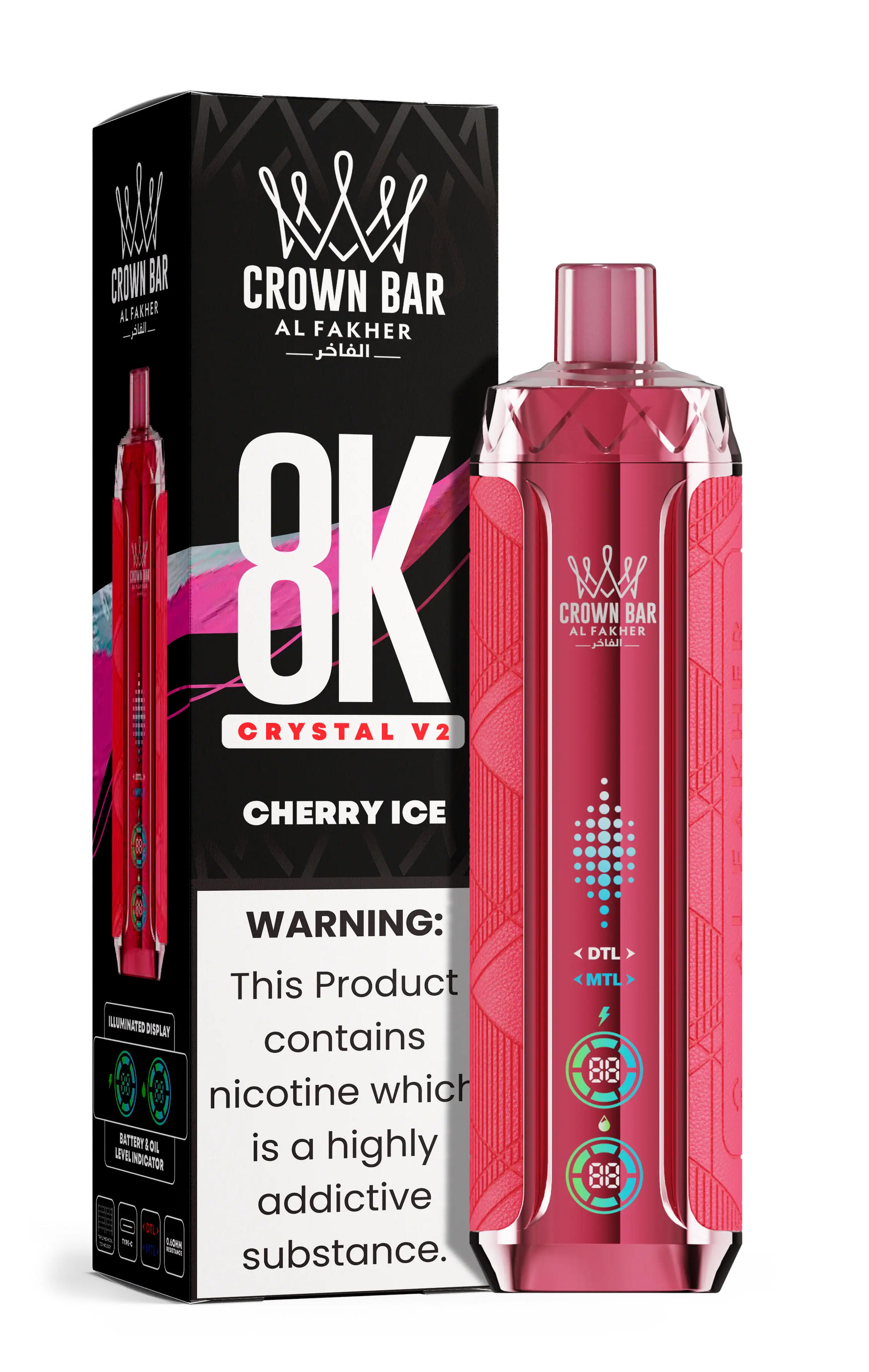 Al Fakher Crown Bar 8K Crystal V2 Cherry Ice kaufen – 8000 Züge Einweg Vape | bigpuff.shop