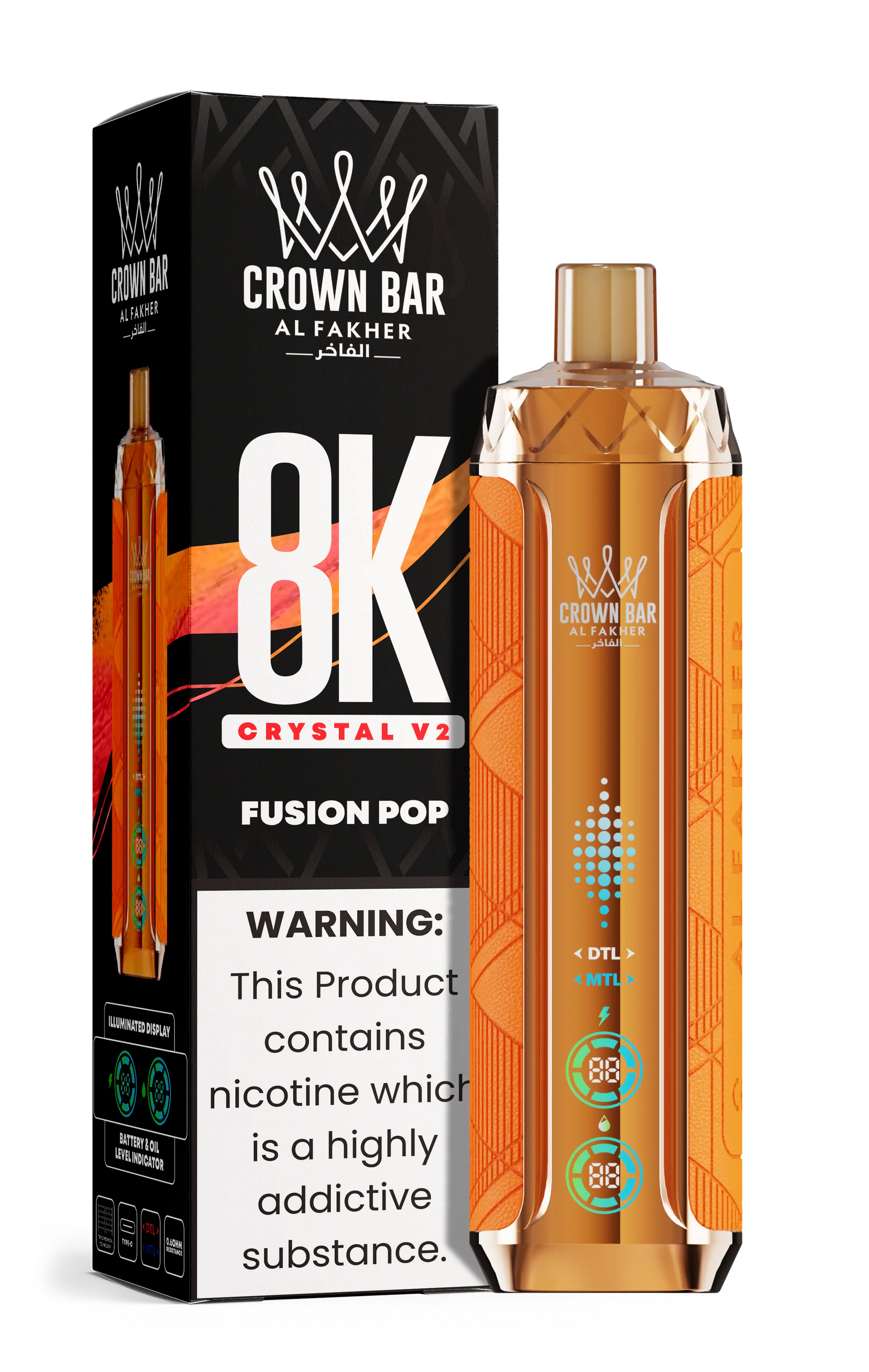 Al Fakher Crown Bar 8K Crystal V2 Fusion Pop kaufen – 8000 Puffs Einweg Vape | bigpuff.shop