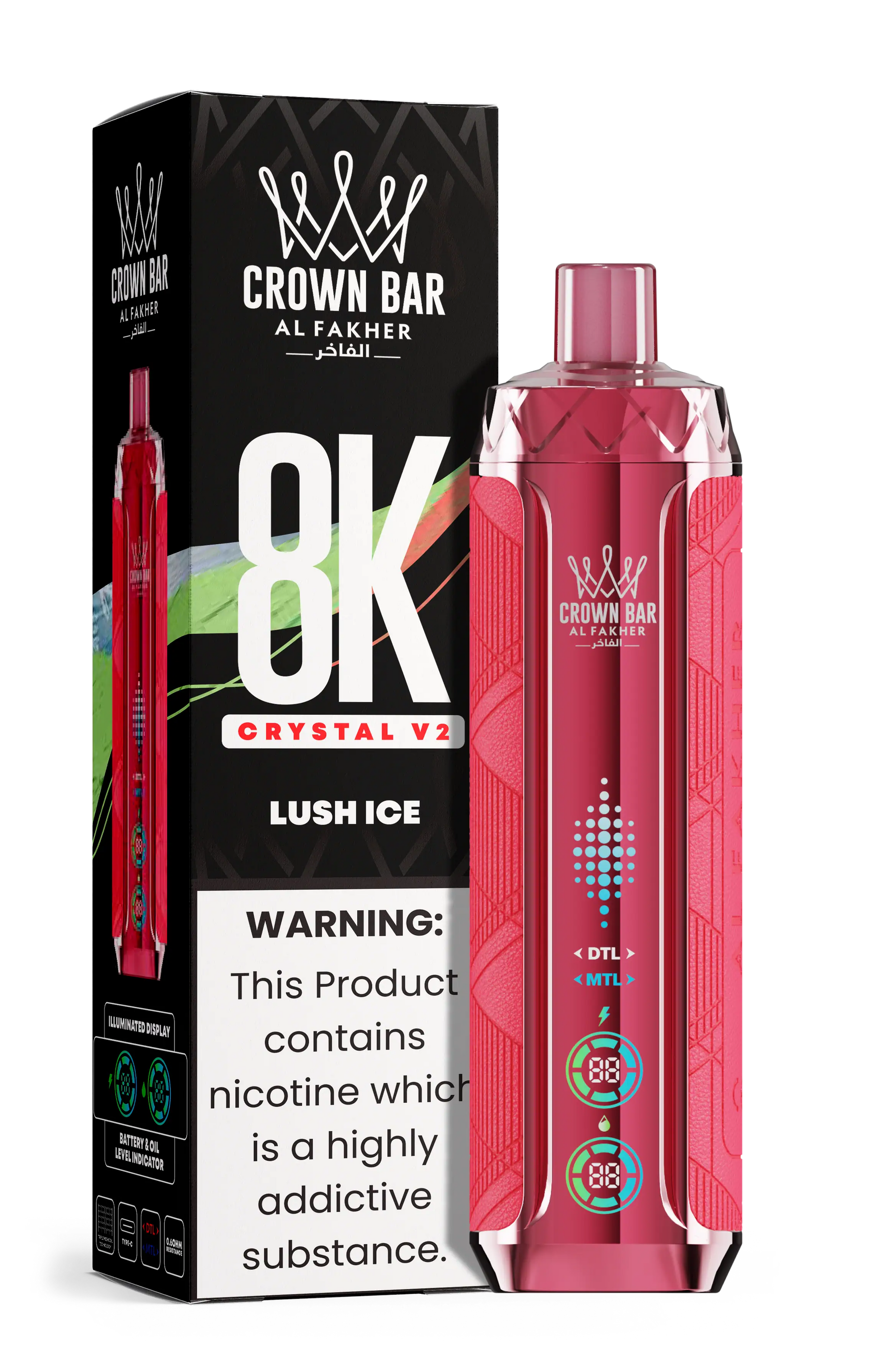 Al Fakher Crown Bar 8K Crystal V2 Lush Ice kaufen – 8000 Züge Einweg Vape | bigpuff.shop