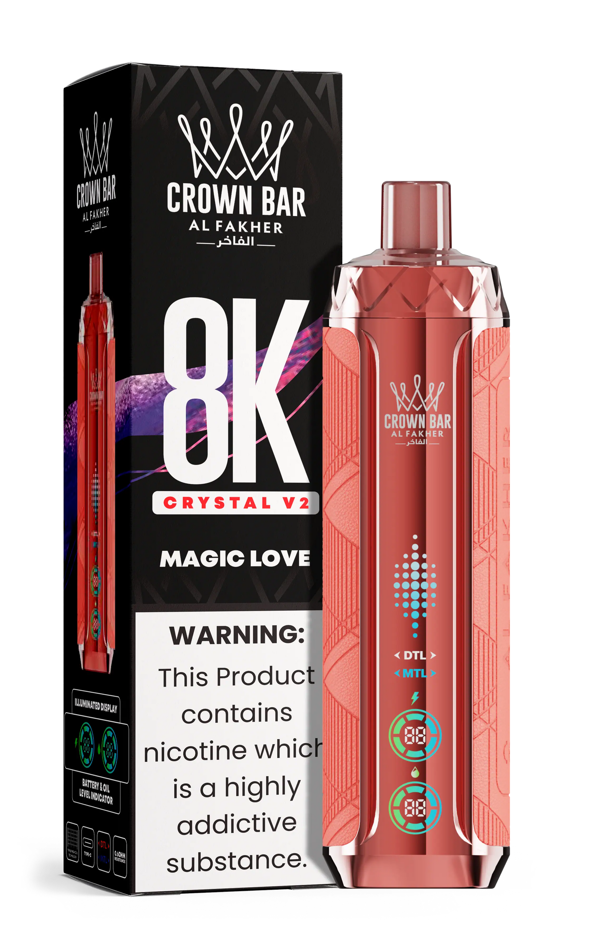 Al Fakher Crown Bar 8K Crystal V2 Magic Love kaufen – 8000 Züge Einweg Vape | bigpuff.shop