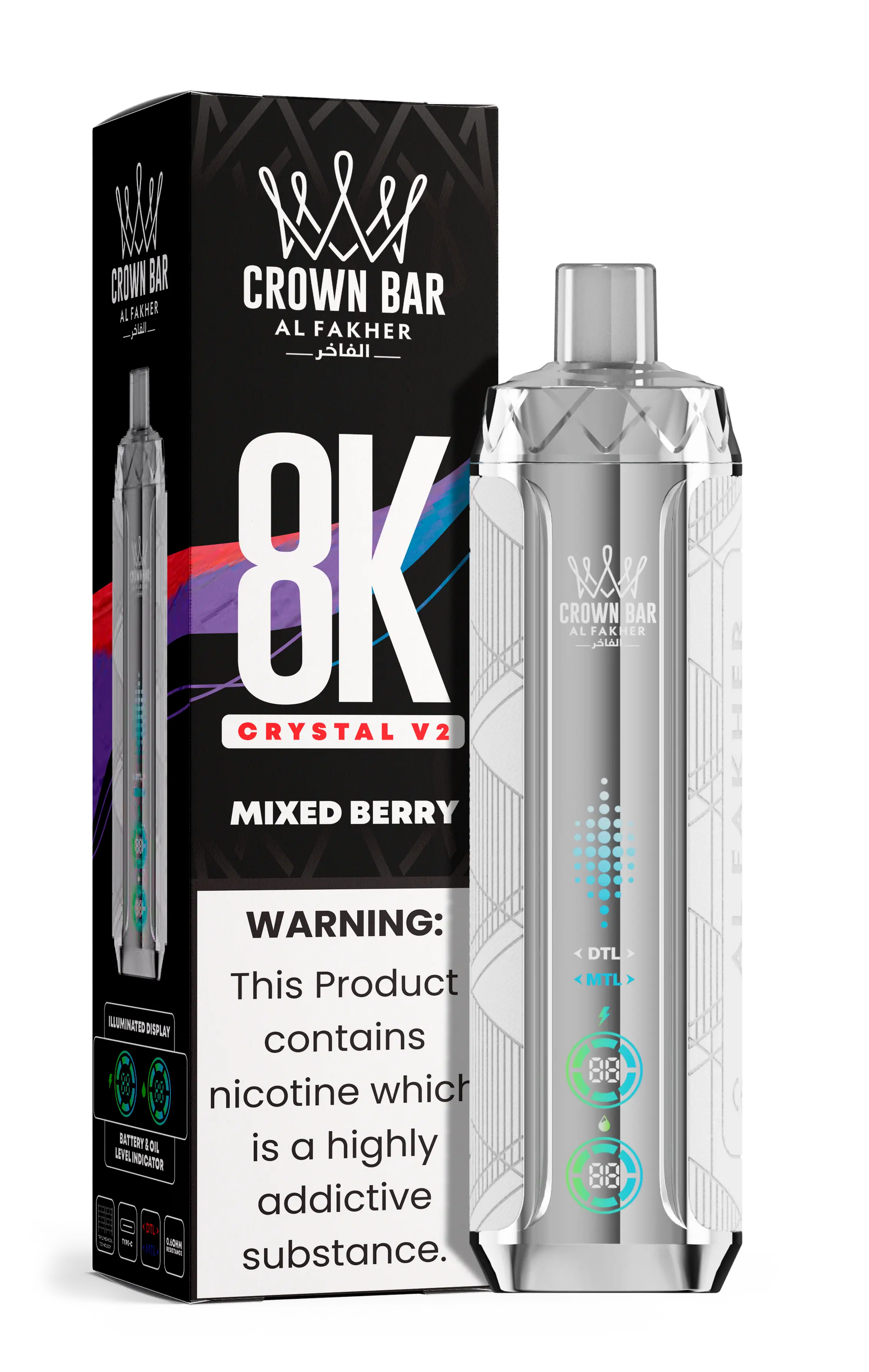 Al Fakher Crown Bar 8K Crystal V2 Mixed Berry kaufen – 8000 Züge Einweg Vape | bigpuff.shop