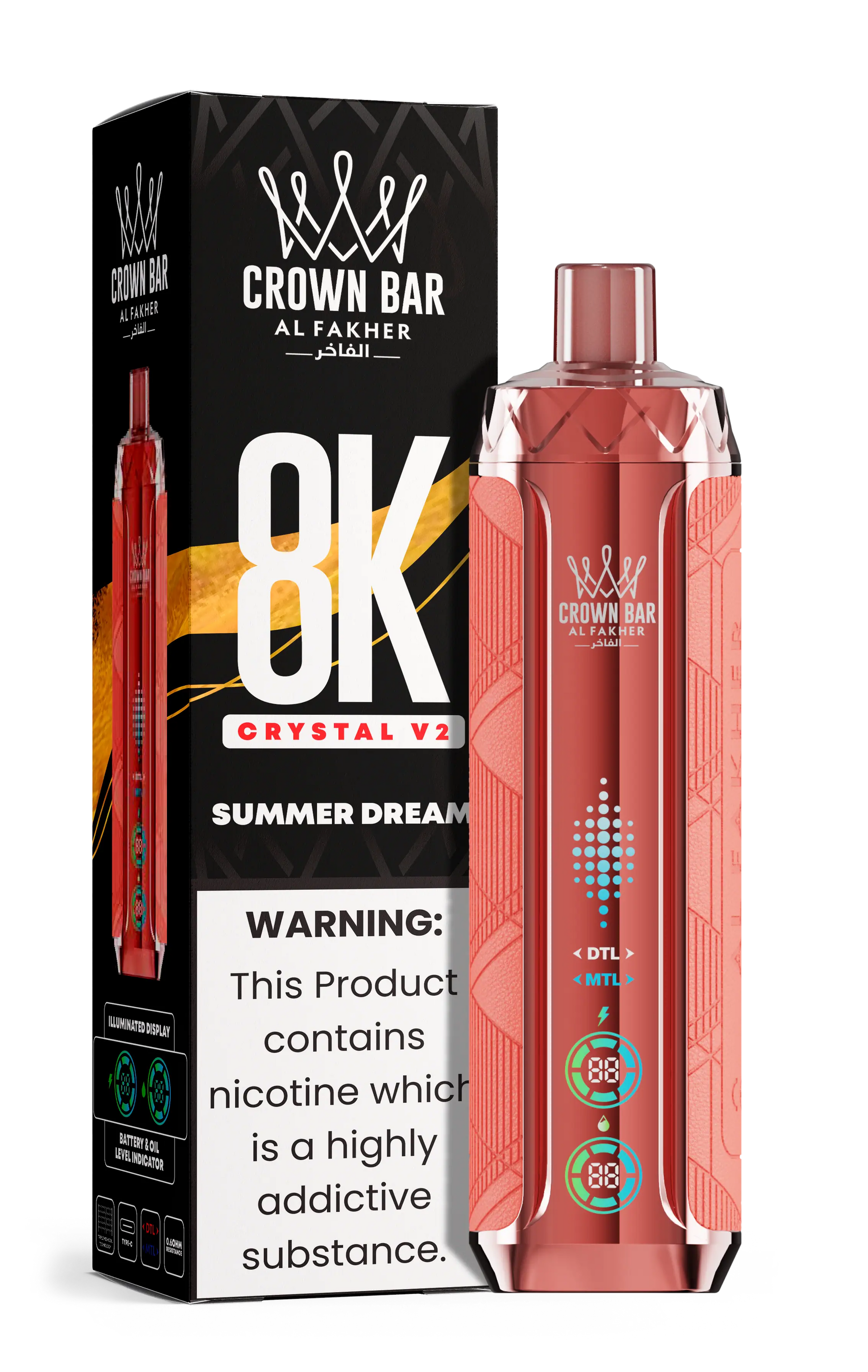 Al Fakher Crown Bar 8K Crystal V2 Summer Dream kaufen – 8000 Züge Einweg Vape | bigpuff.shop

