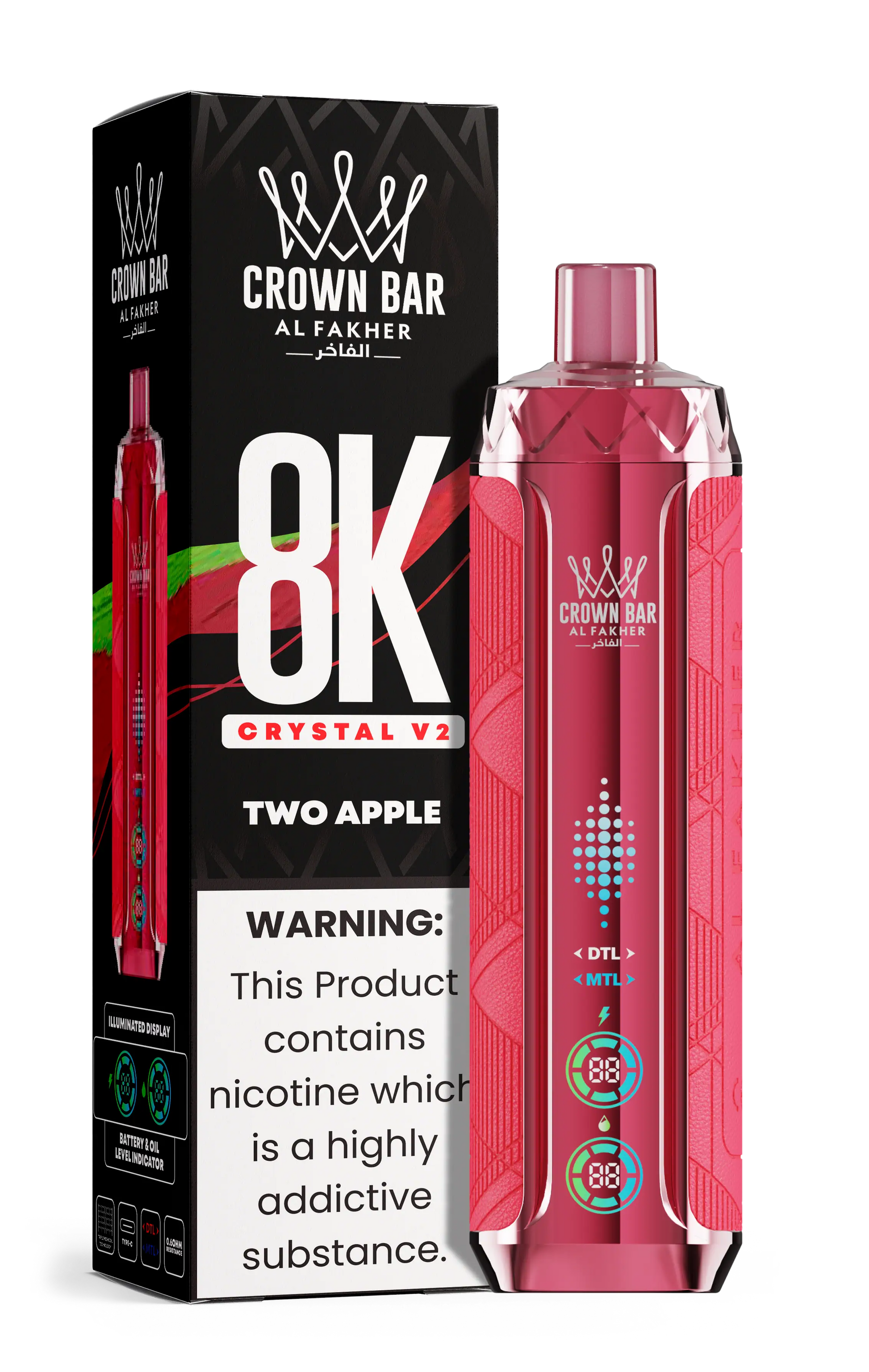 Al Fakher Crown Bar 8K Crystal V2 Two Apple kaufen – 8000 Züge Einweg Vape | bigpuff.shop