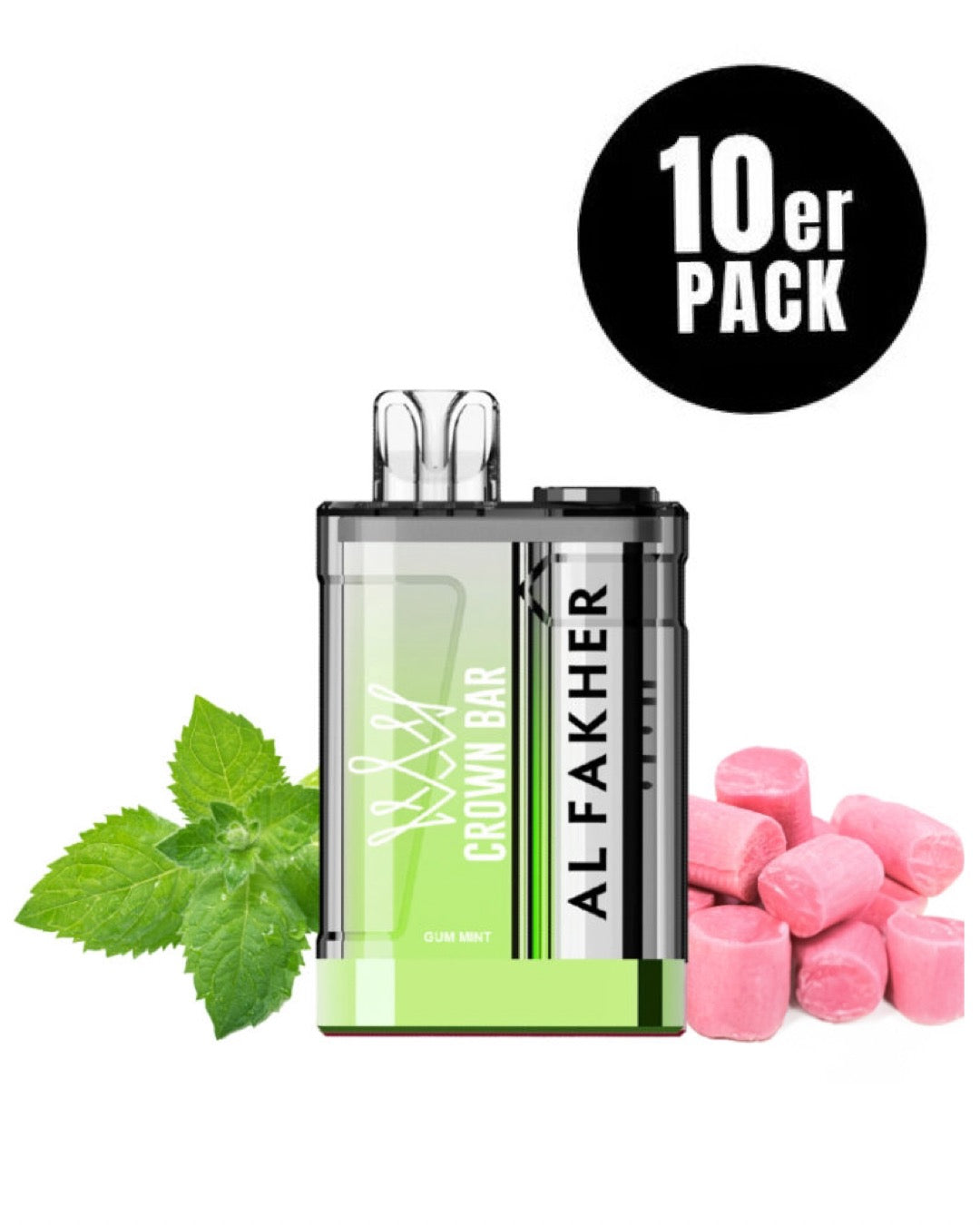 Al Fakher Crown Bar 9000 Crystal Gum Mint – 10er Pack - E-Shisha kaufen Deutschland