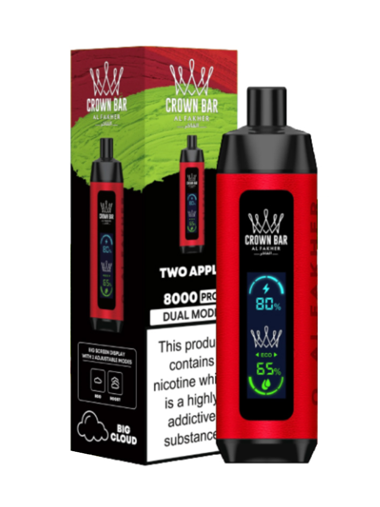 close-up view Al Fakher Crown Bar 15000 Pro Max Two Apple